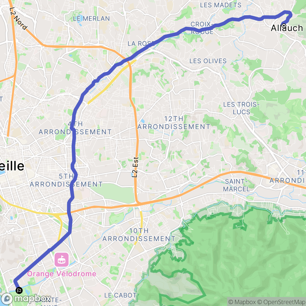 Allauch : carte du parcours de randonnée - France