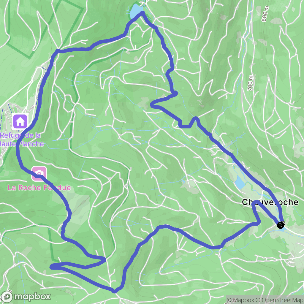 Chauveroche : carte du parcours de randonnée - France