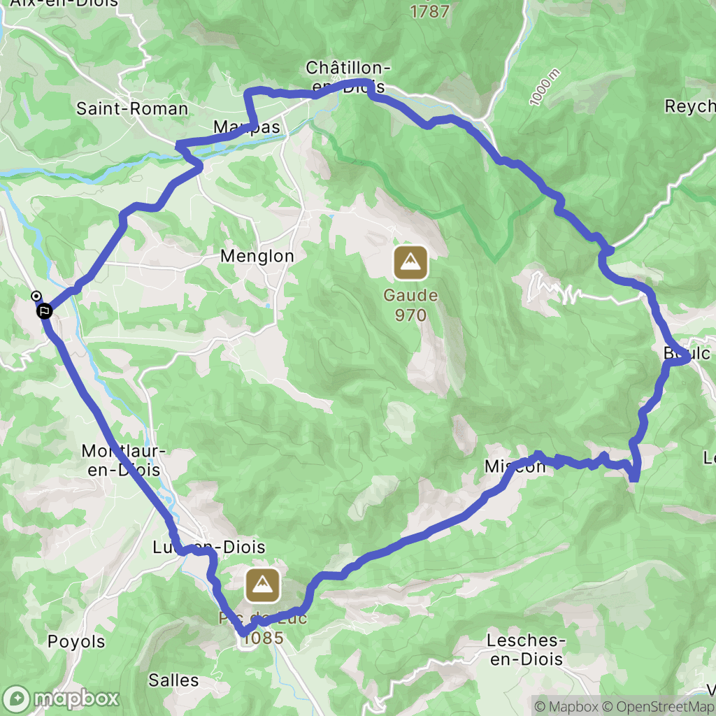 Recoubeau-Jansac : carte du parcours de randonnée - France