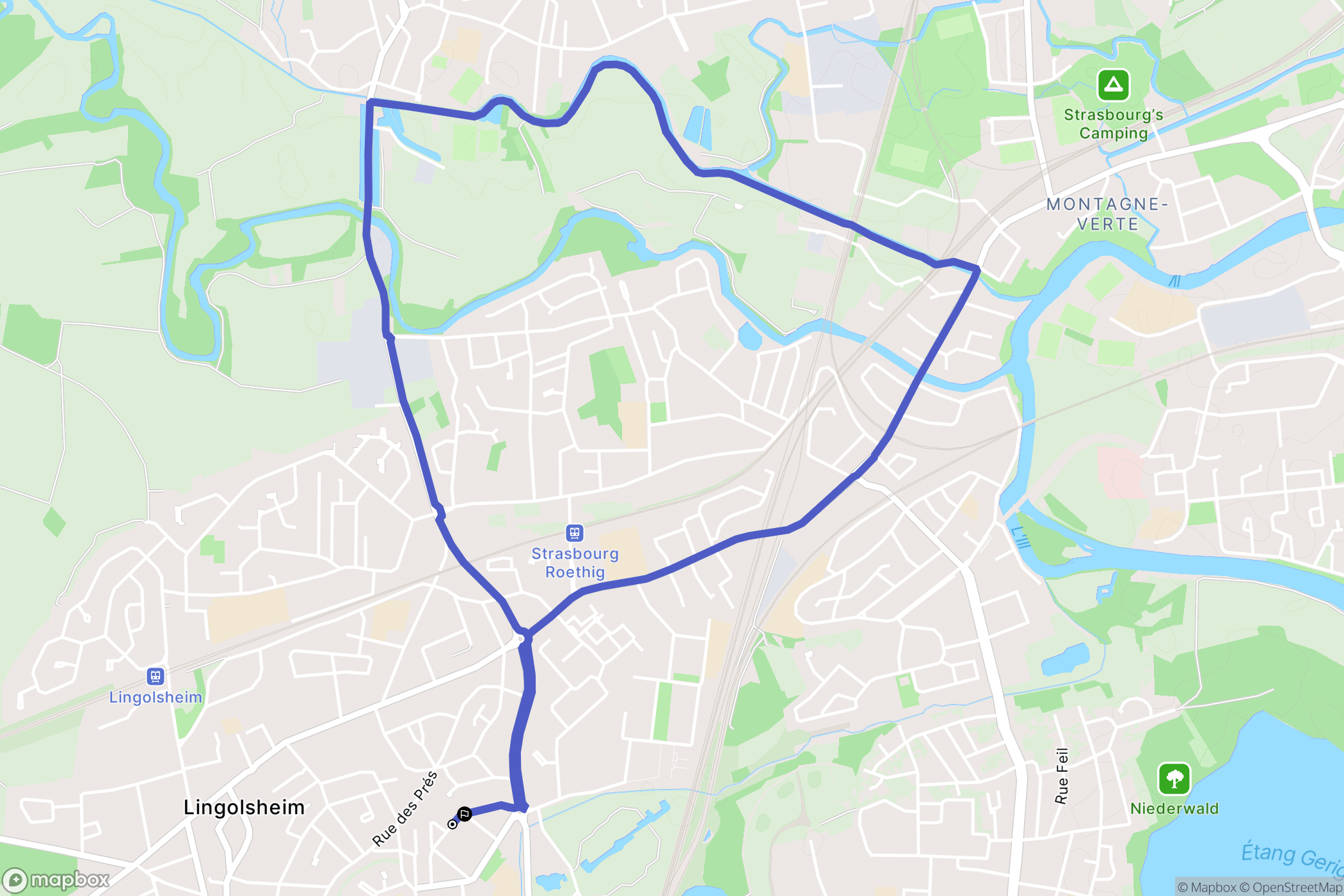 Lingolsheim : carte du parcours de randonnée - France