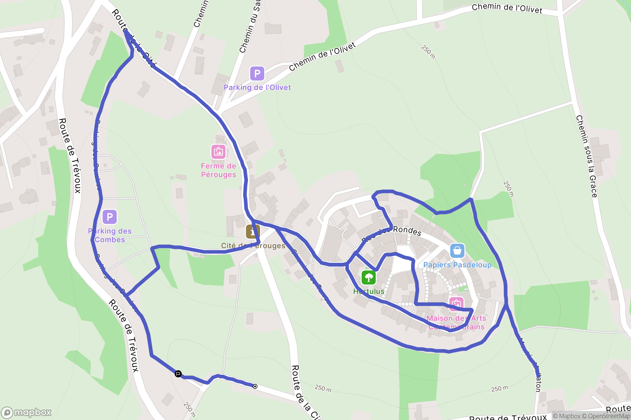 Pérouges : carte du parcours de randonnée - France