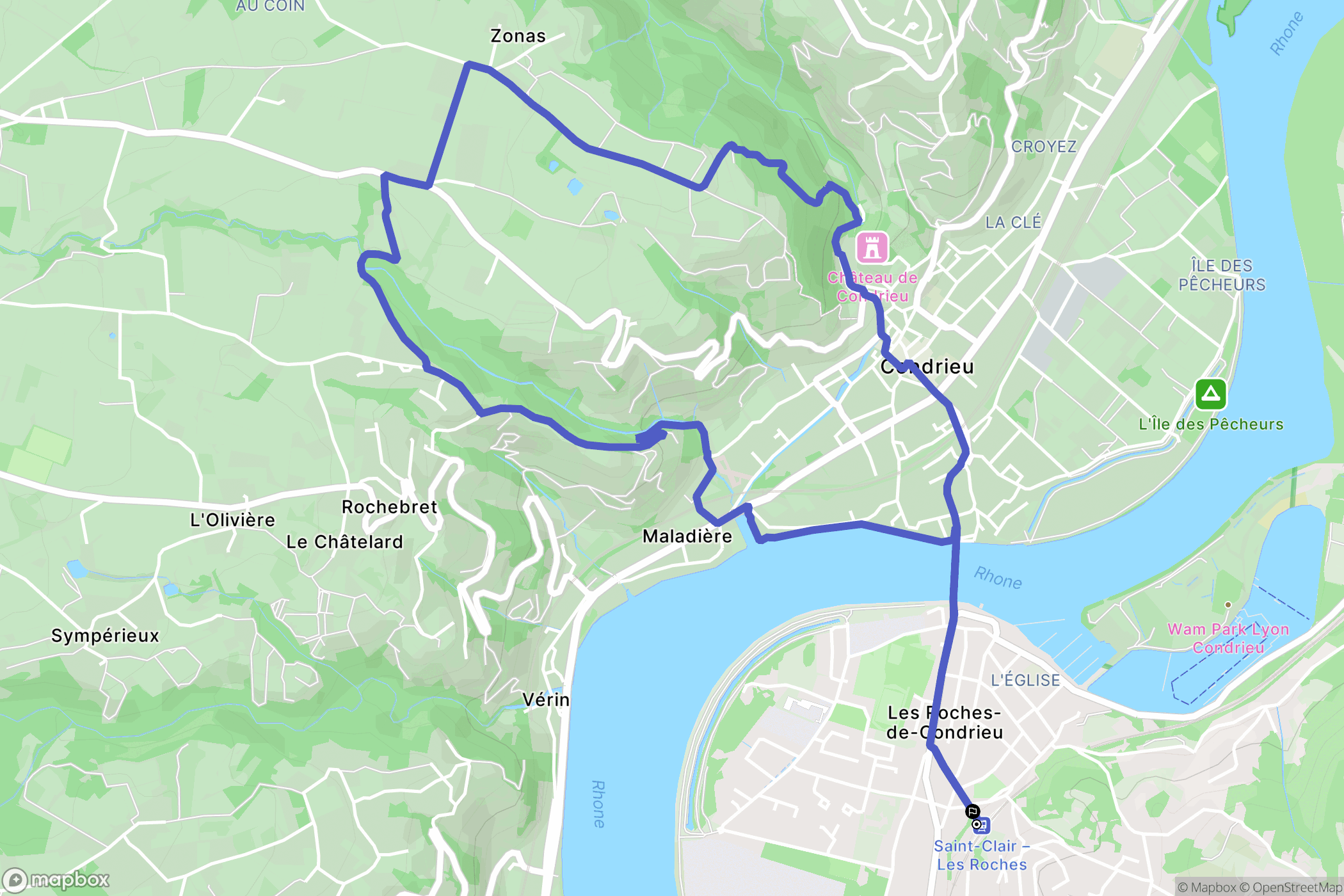 Saint-Clair-du-Rhône : carte du parcours de randonnée - France