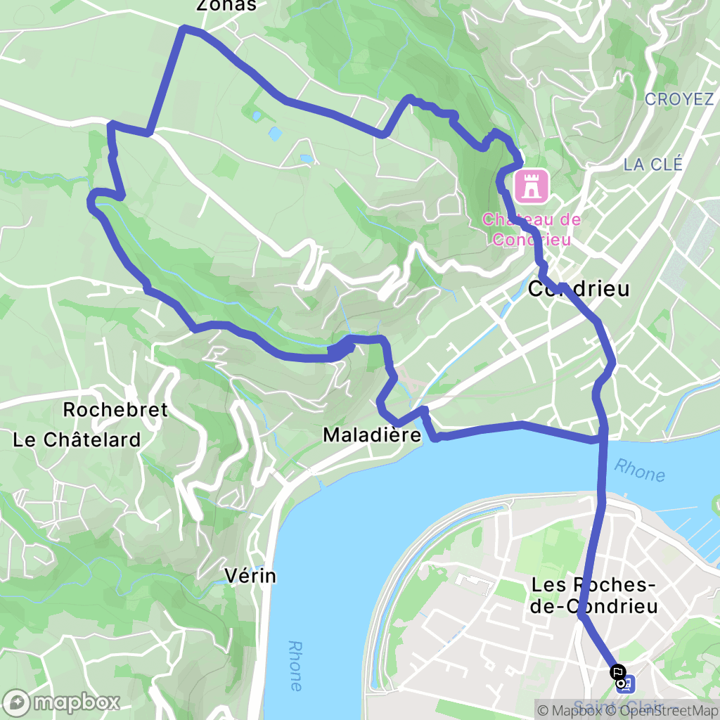 Saint-Clair-du-Rhône : carte du parcours de randonnée - France