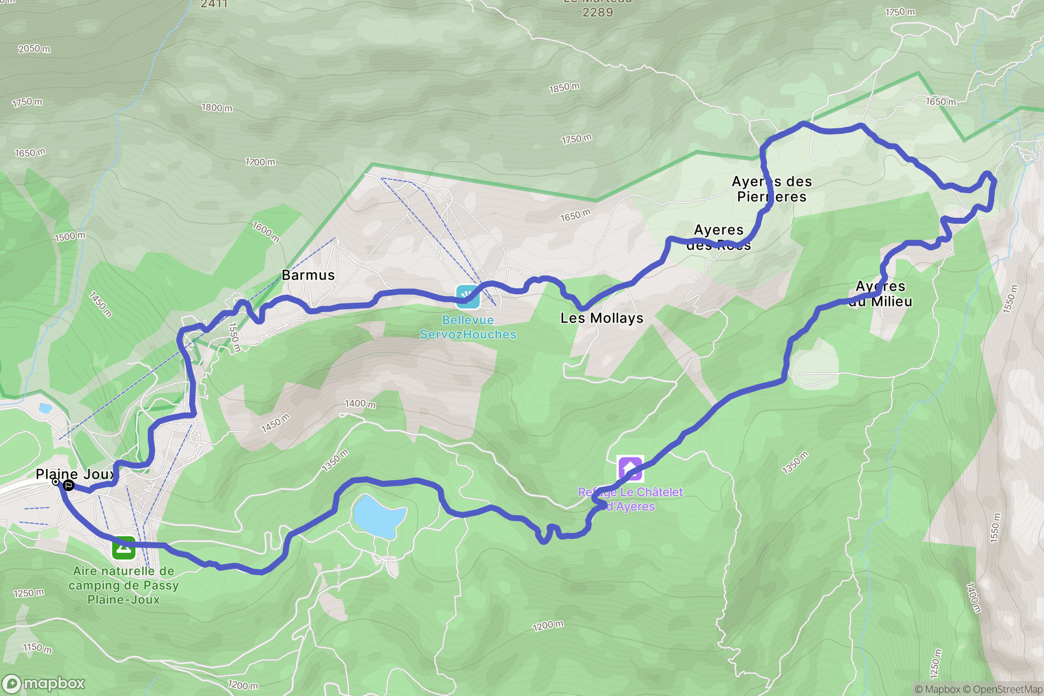 Passy : carte du parcours de randonnée - France