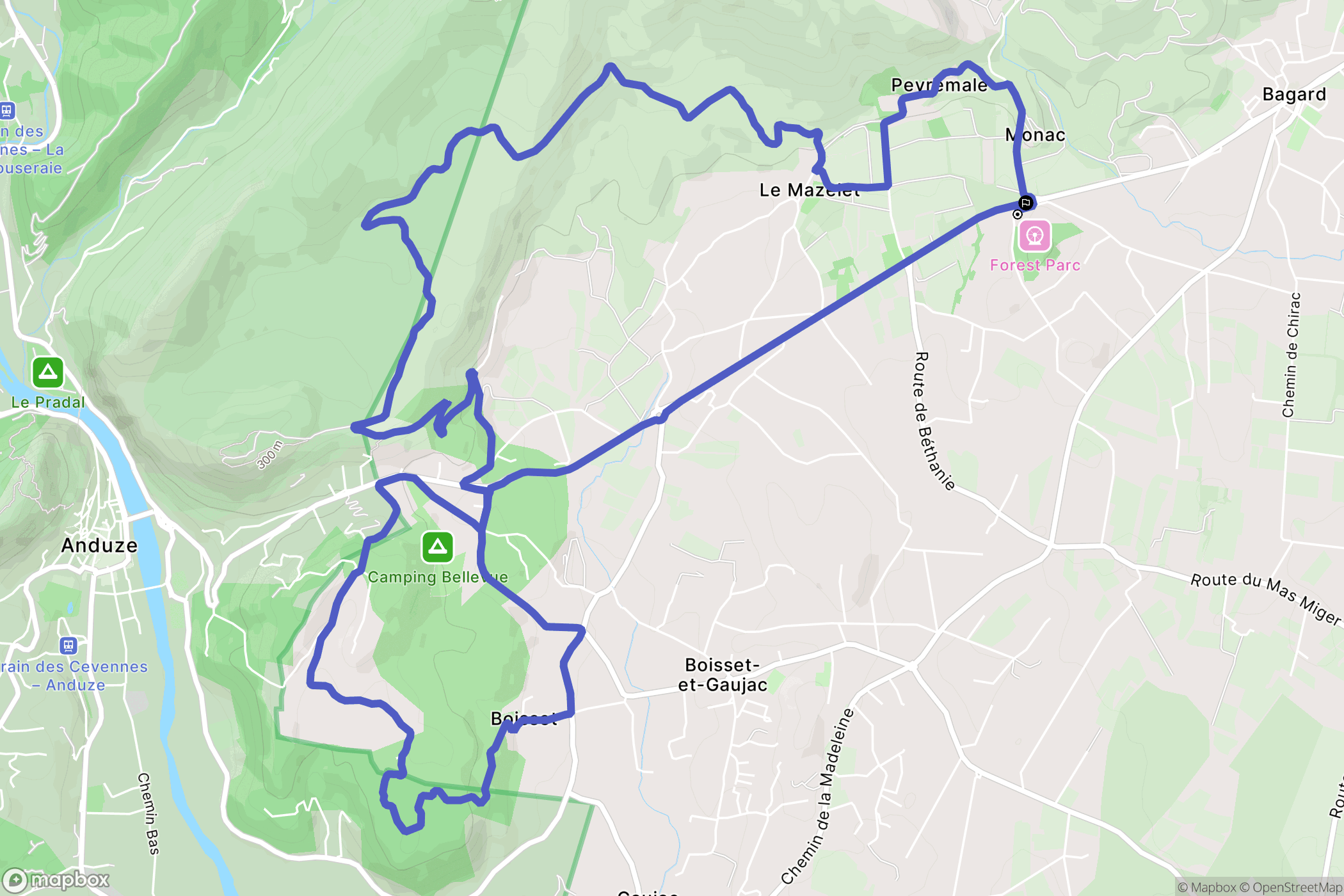 Bagard : carte du parcours de randonnée - France