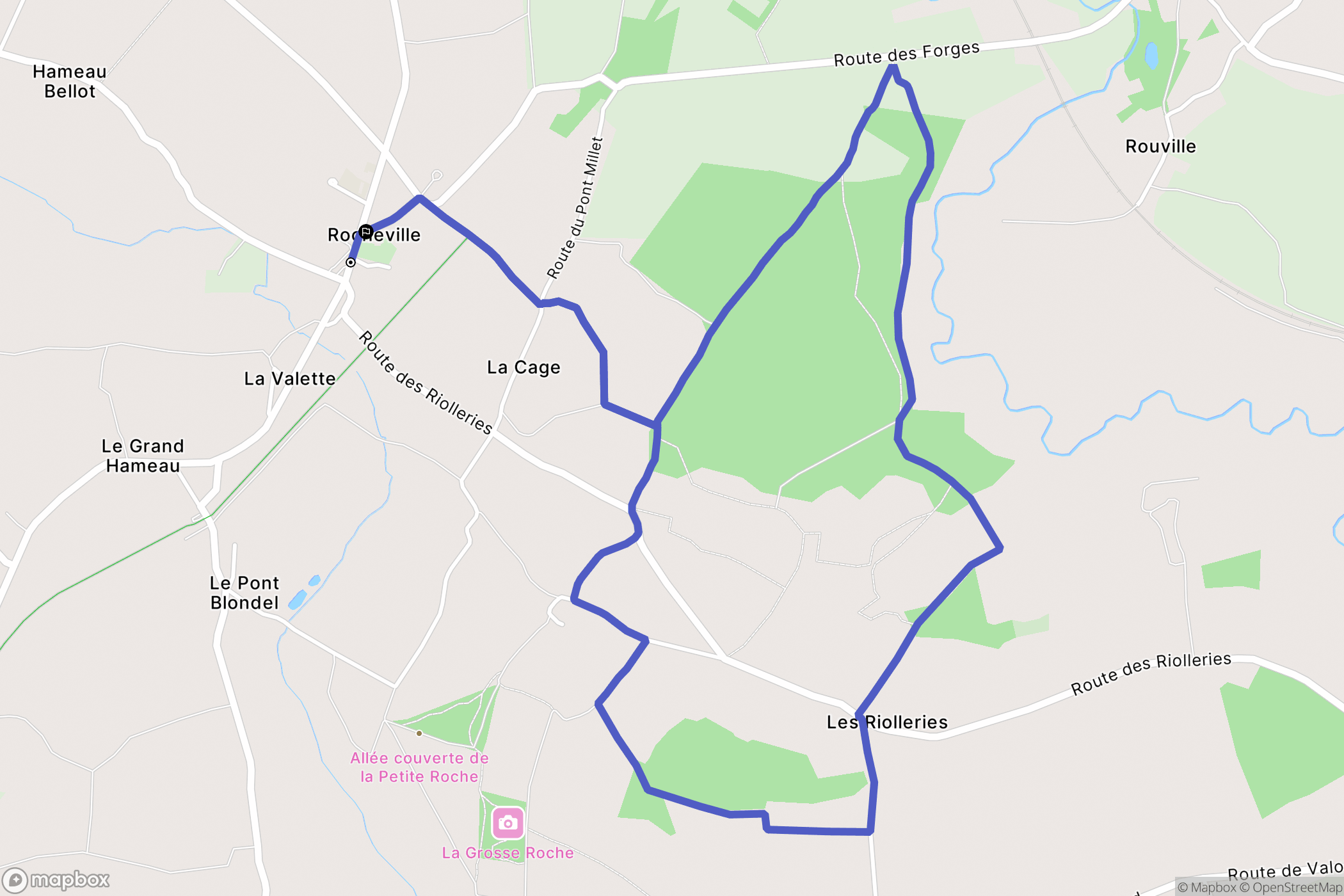 Rocheville : carte du parcours de randonnée - France