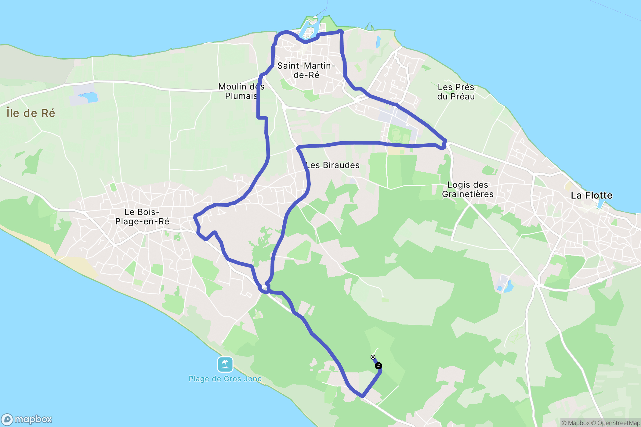 Le Bois-Plage-en-Ré : carte du parcours de randonnée - France