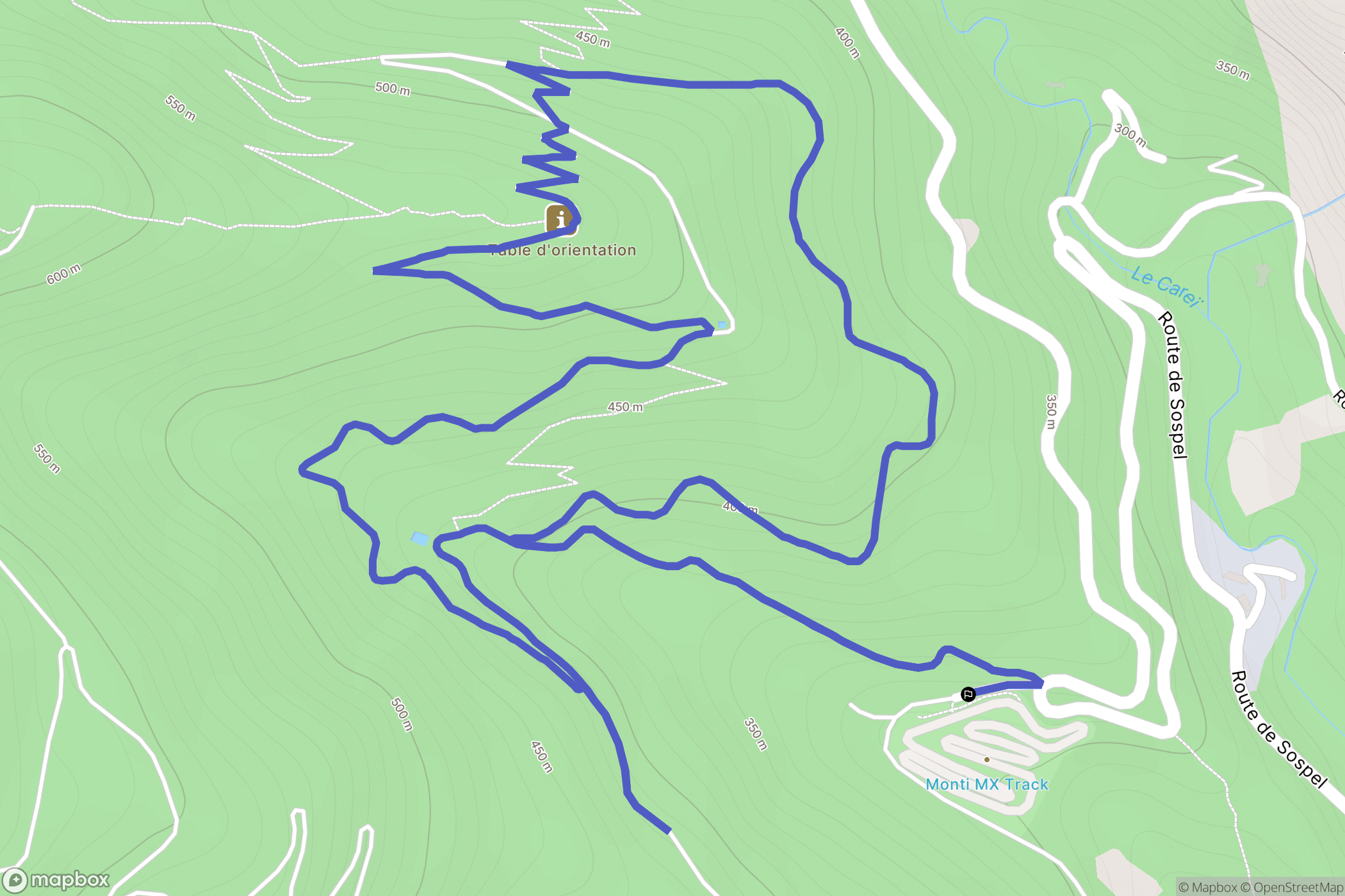 Menton : carte du parcours de randonnée - France