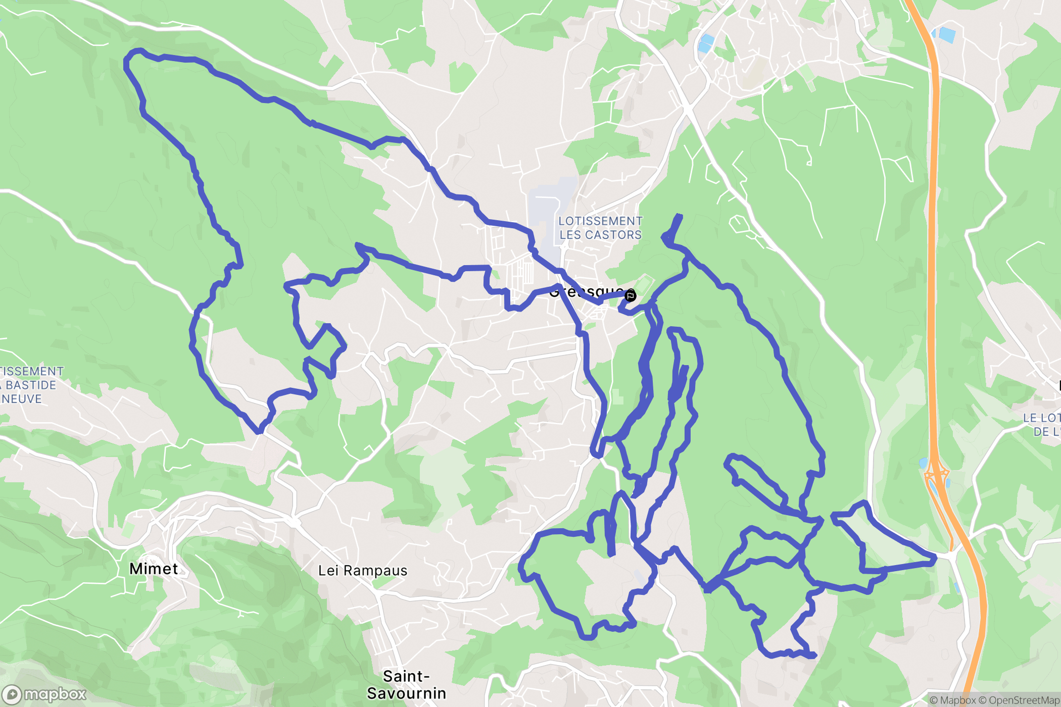 Gréasque : carte du parcours de randonnée - France