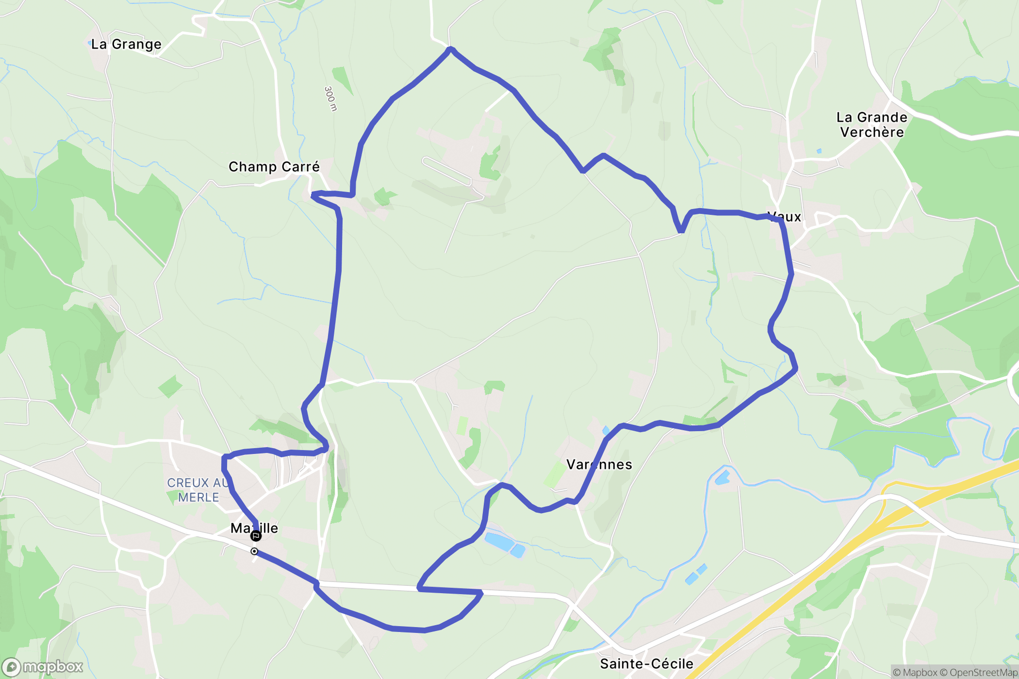 Mazille : carte du parcours de randonnée - France