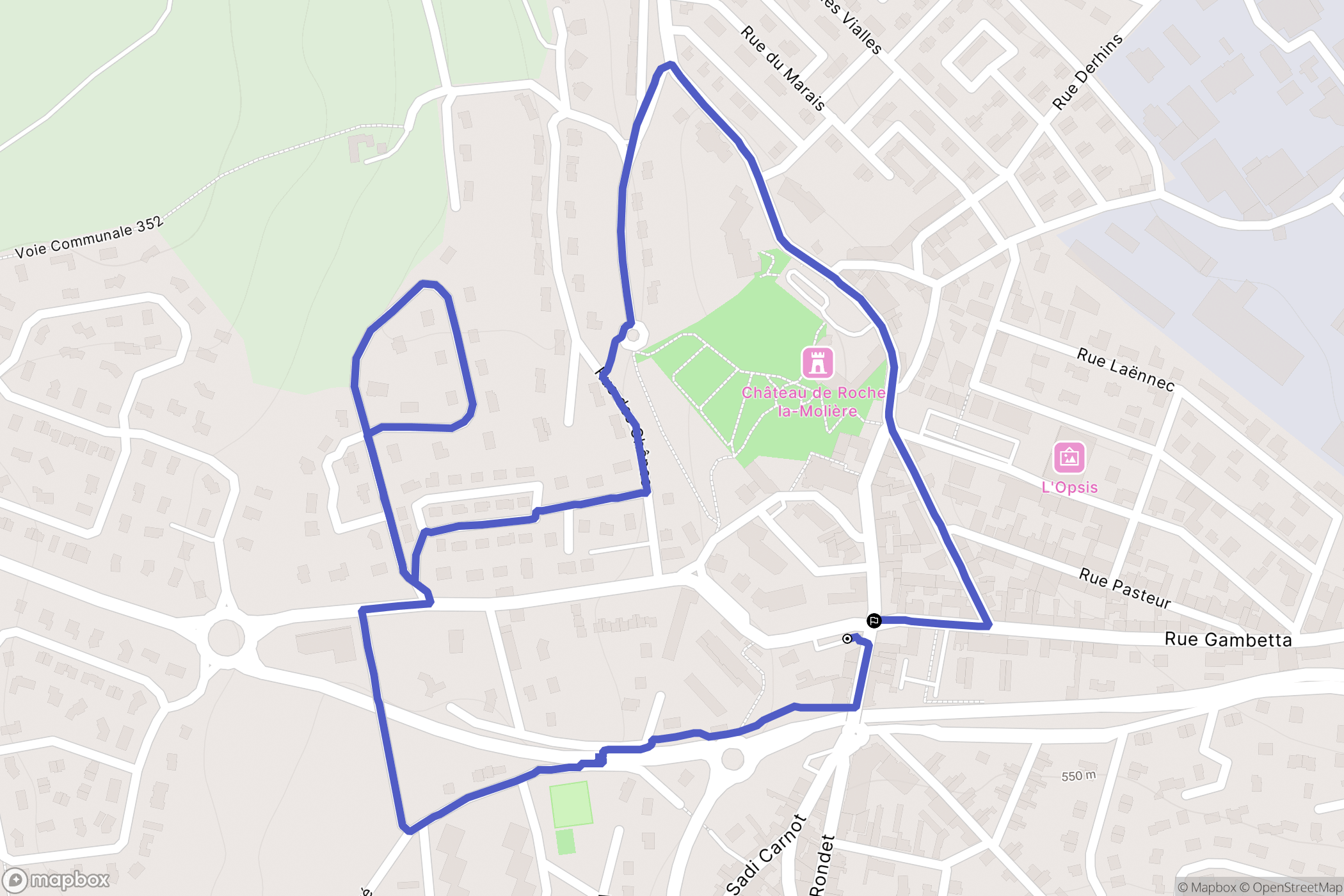 Roche la Molière : carte du parcours de randonnée - France