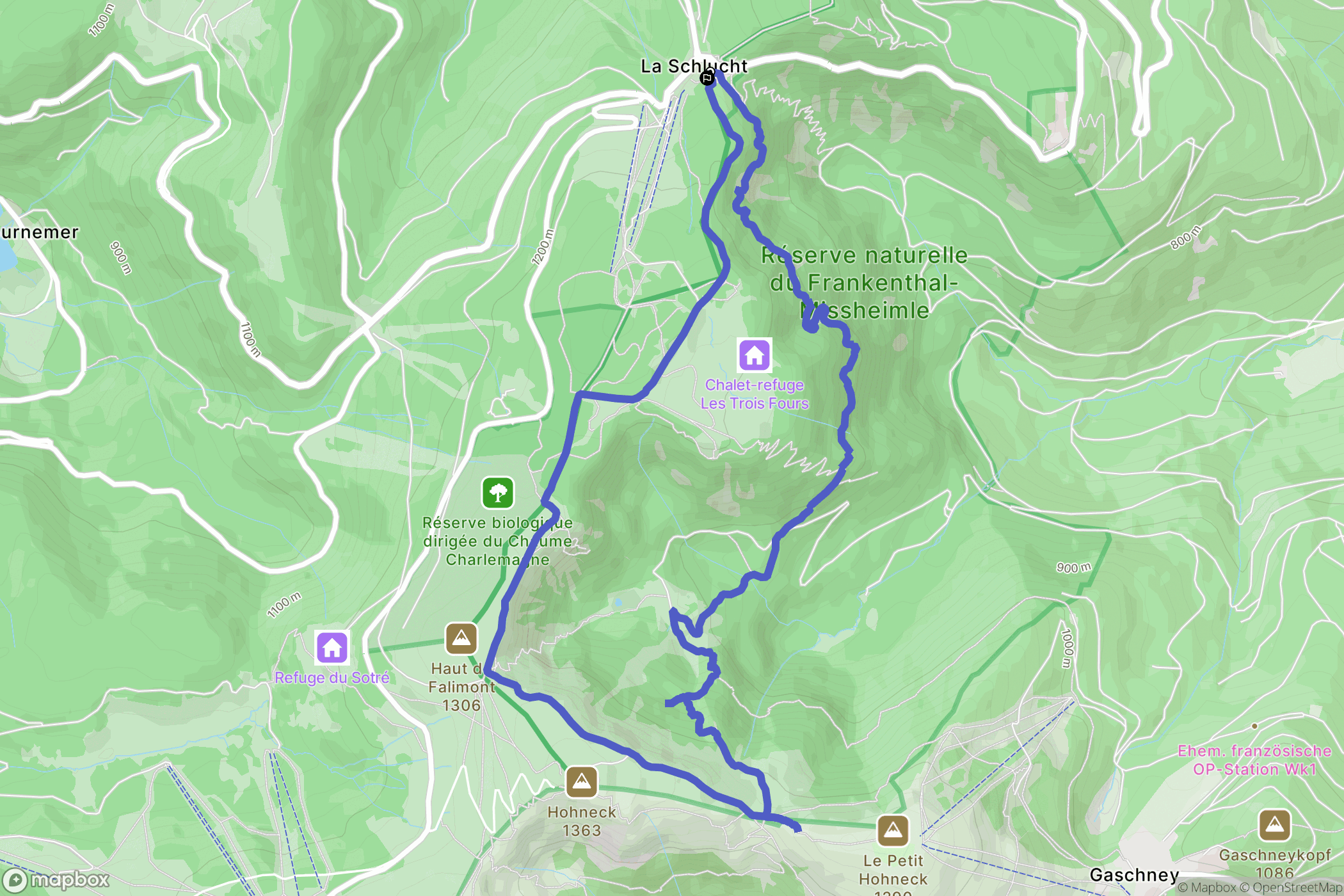 Stosswihr : carte du parcours de randonnée - France