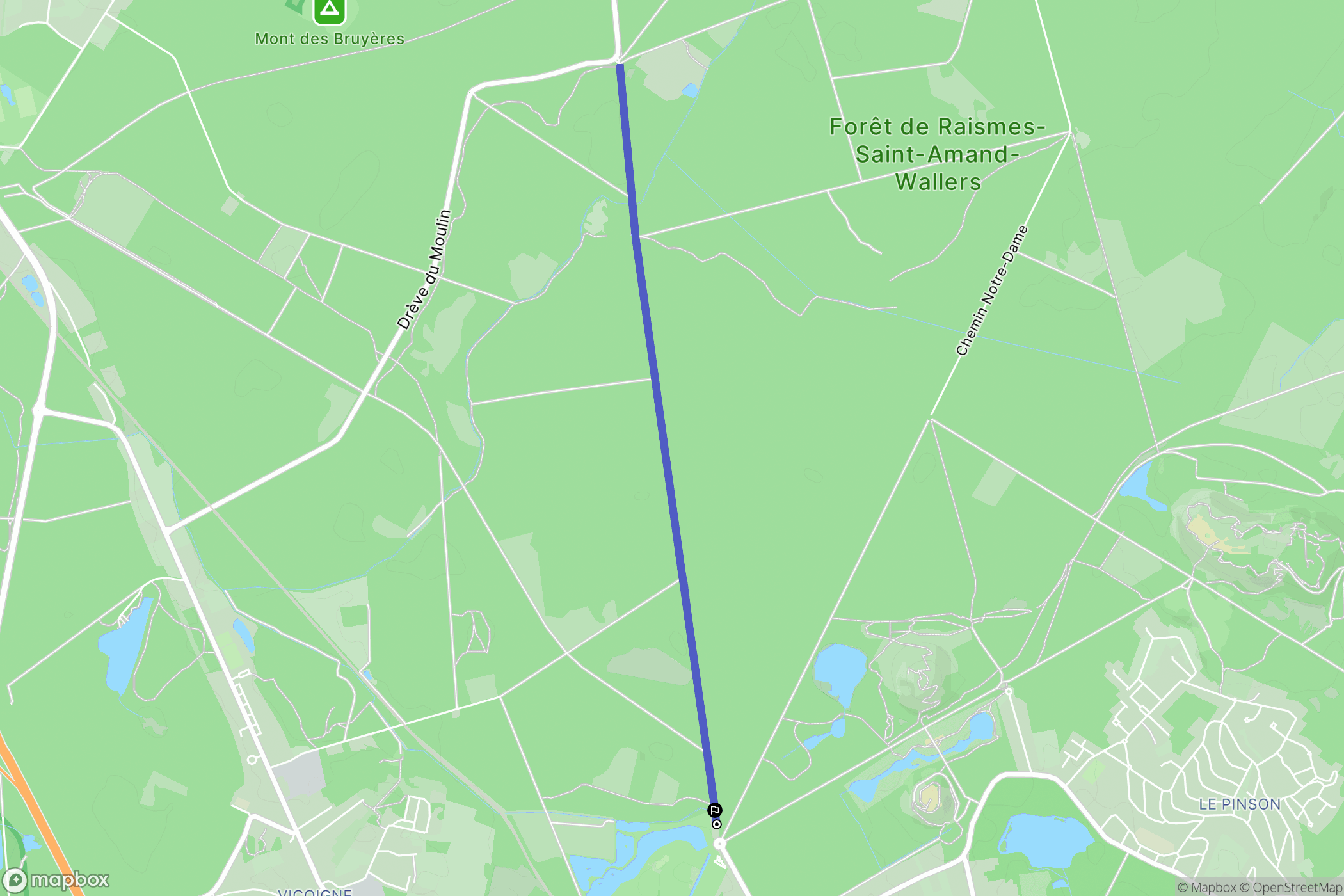 Raismes : carte du parcours de randonnée - France