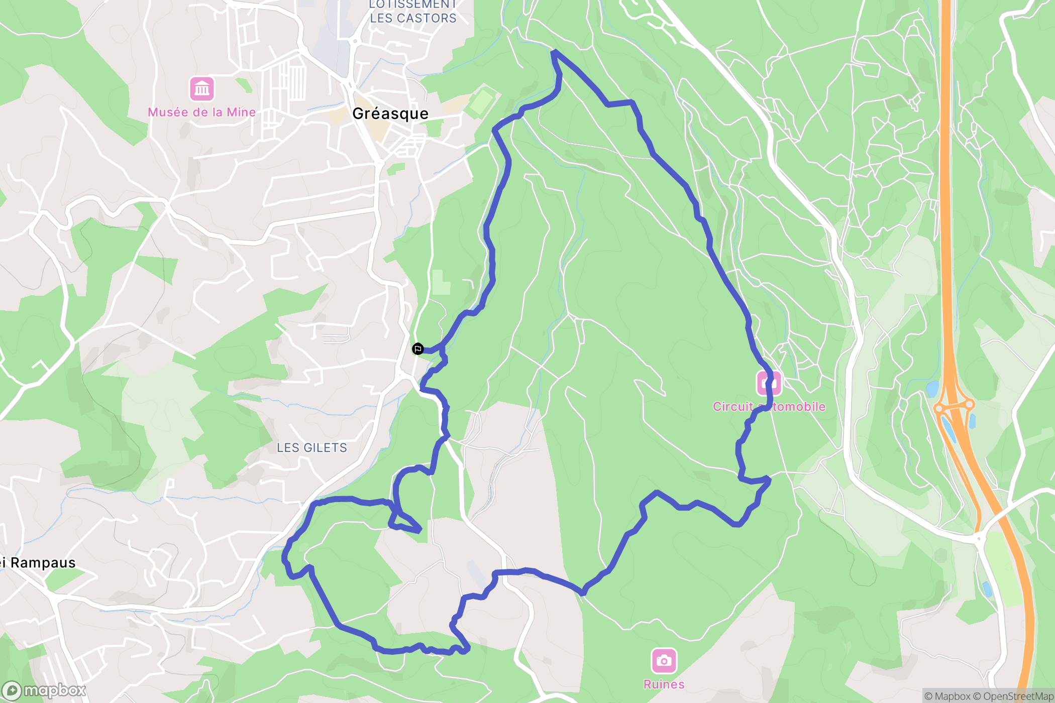 Gréasque : carte du parcours de randonnée - France