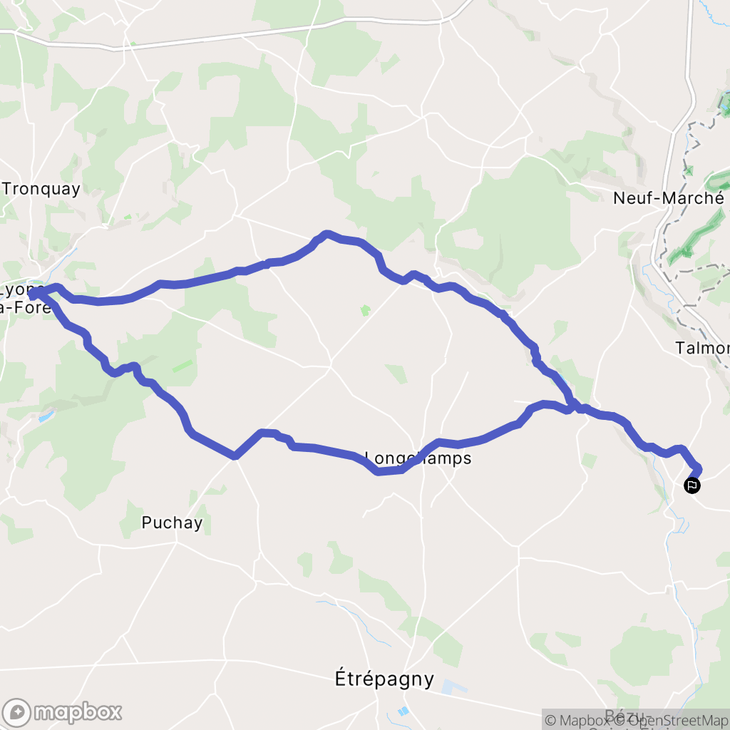Hébécourt : carte du parcours de randonnée - France