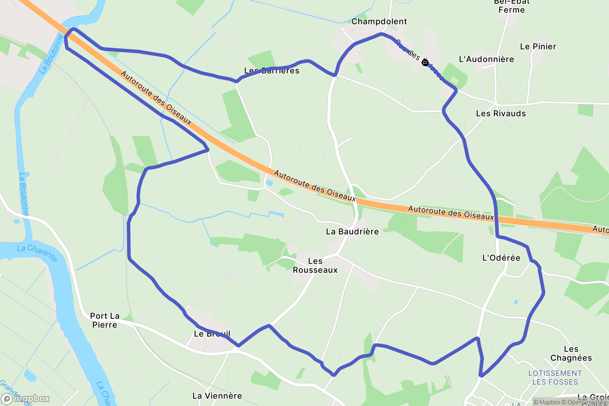Champdolent : carte du parcours de randonnée - France