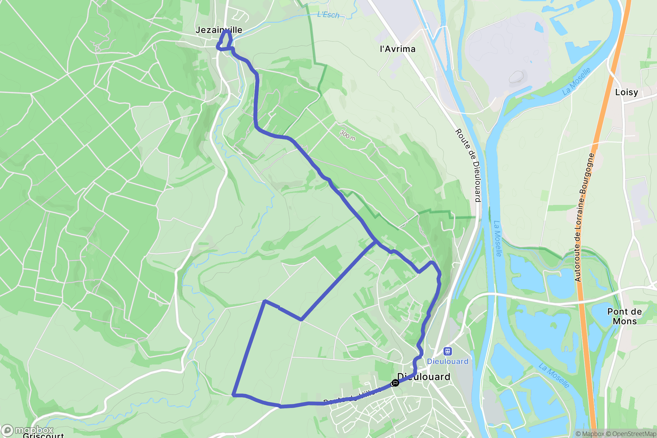 Dieulouard : carte du parcours de randonnée - France