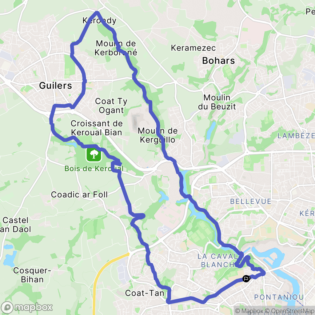 Brest : carte du parcours de randonnée - France