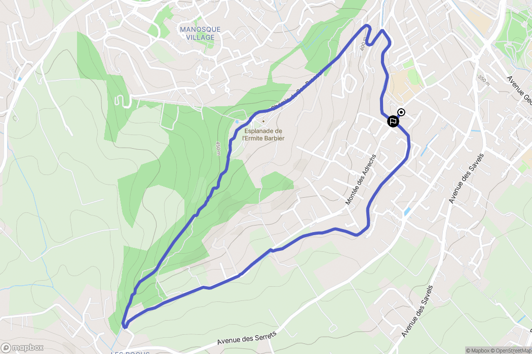 Manosque : carte du parcours de randonnée - France
