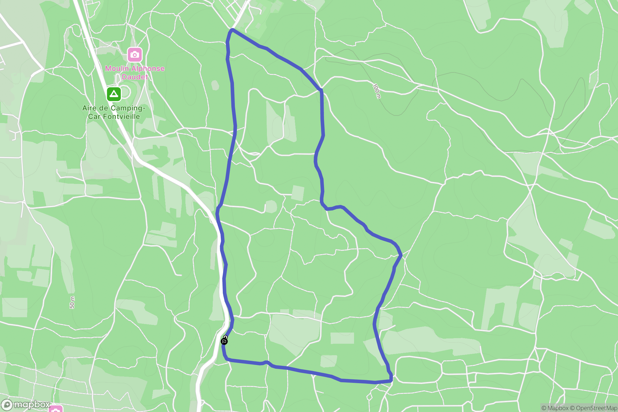 Fontvieille : carte du parcours de randonnée - France