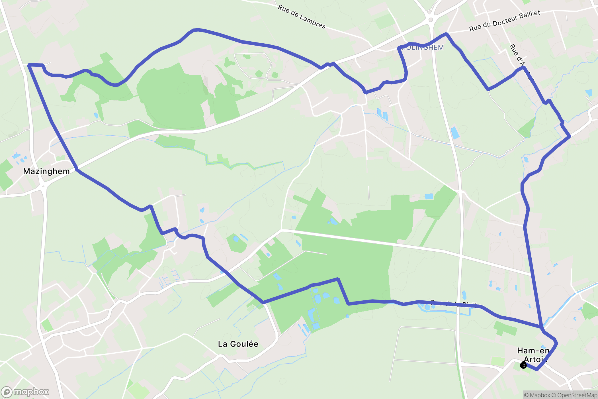Ham-en-Artois : carte du parcours de randonnée - France