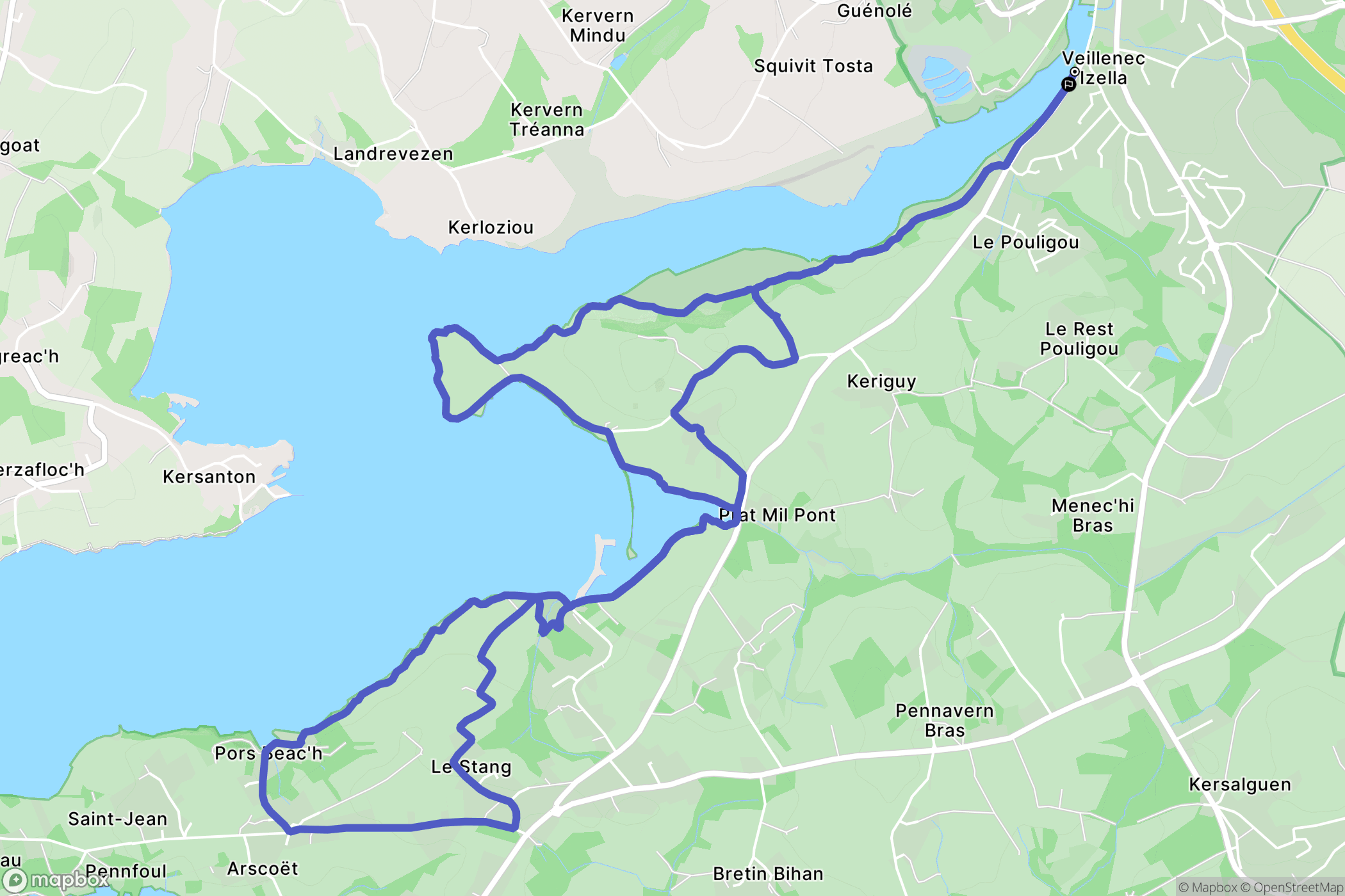 Daoulas : carte du parcours de randonnée - France