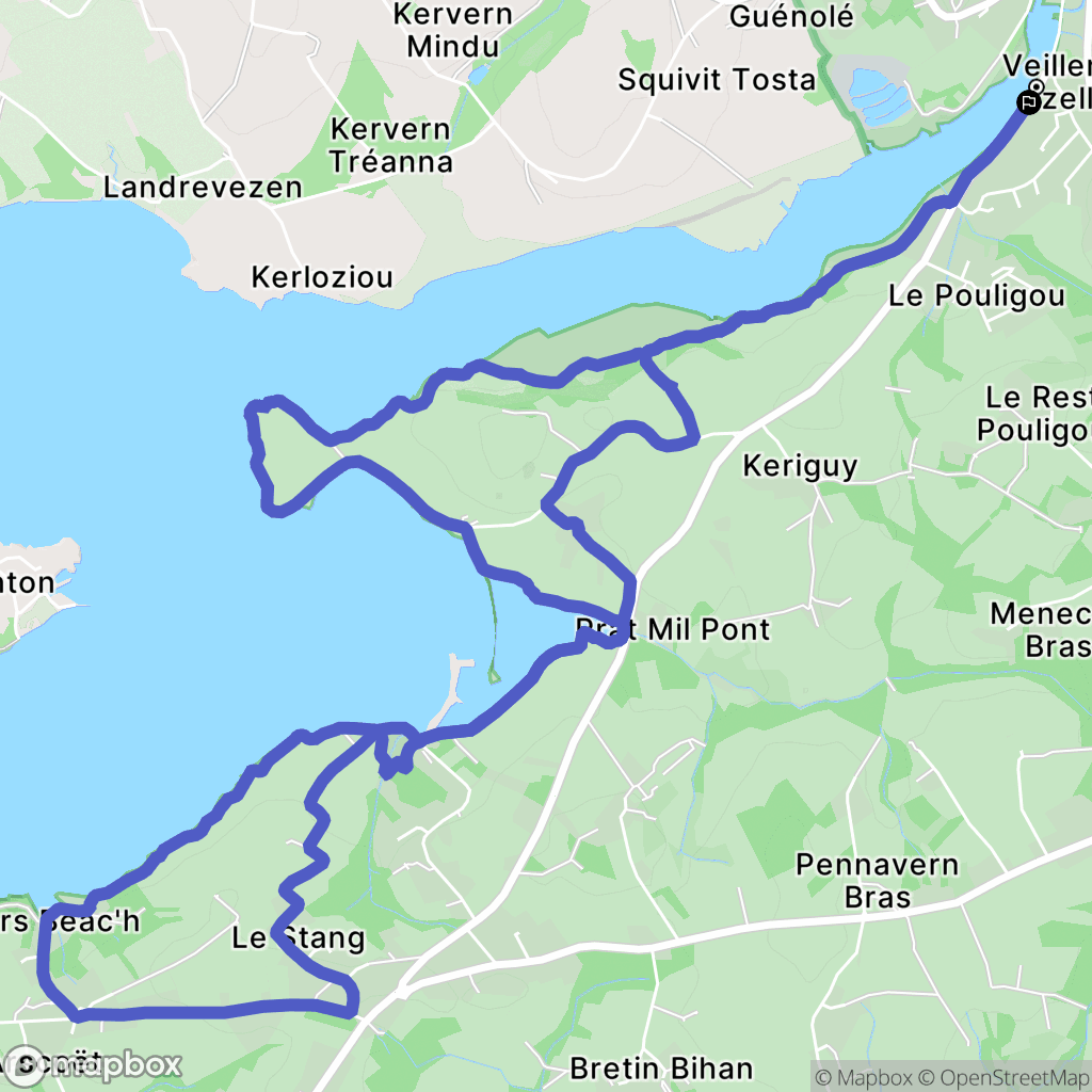 Daoulas : carte du parcours de randonnée - France