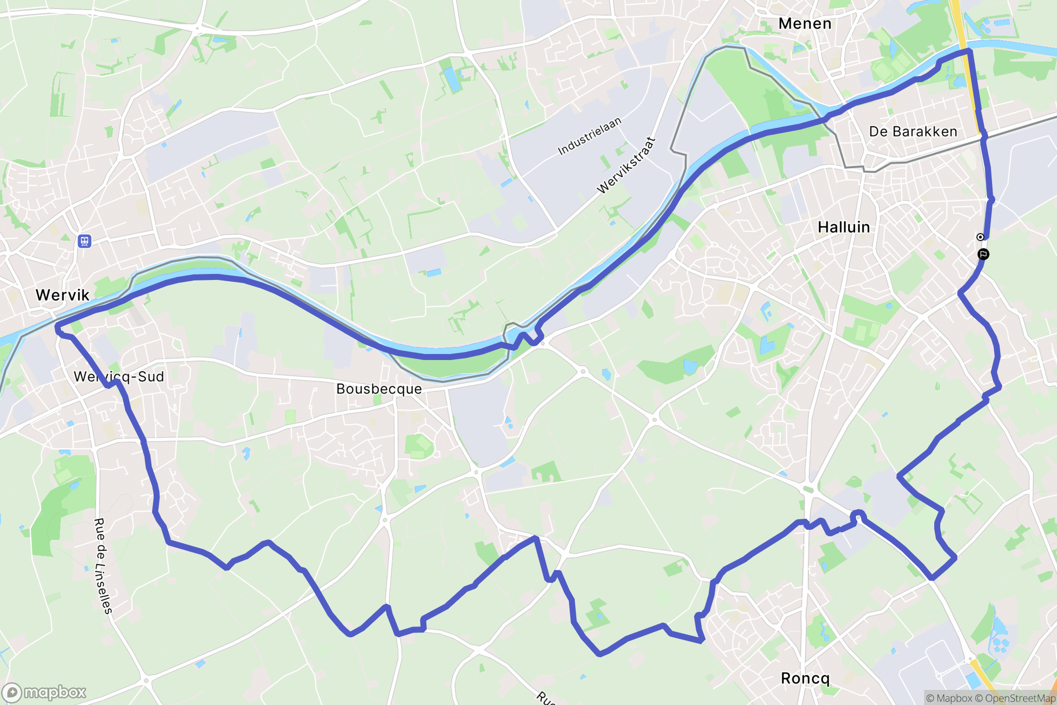 Halluin : carte du parcours de randonnée - France