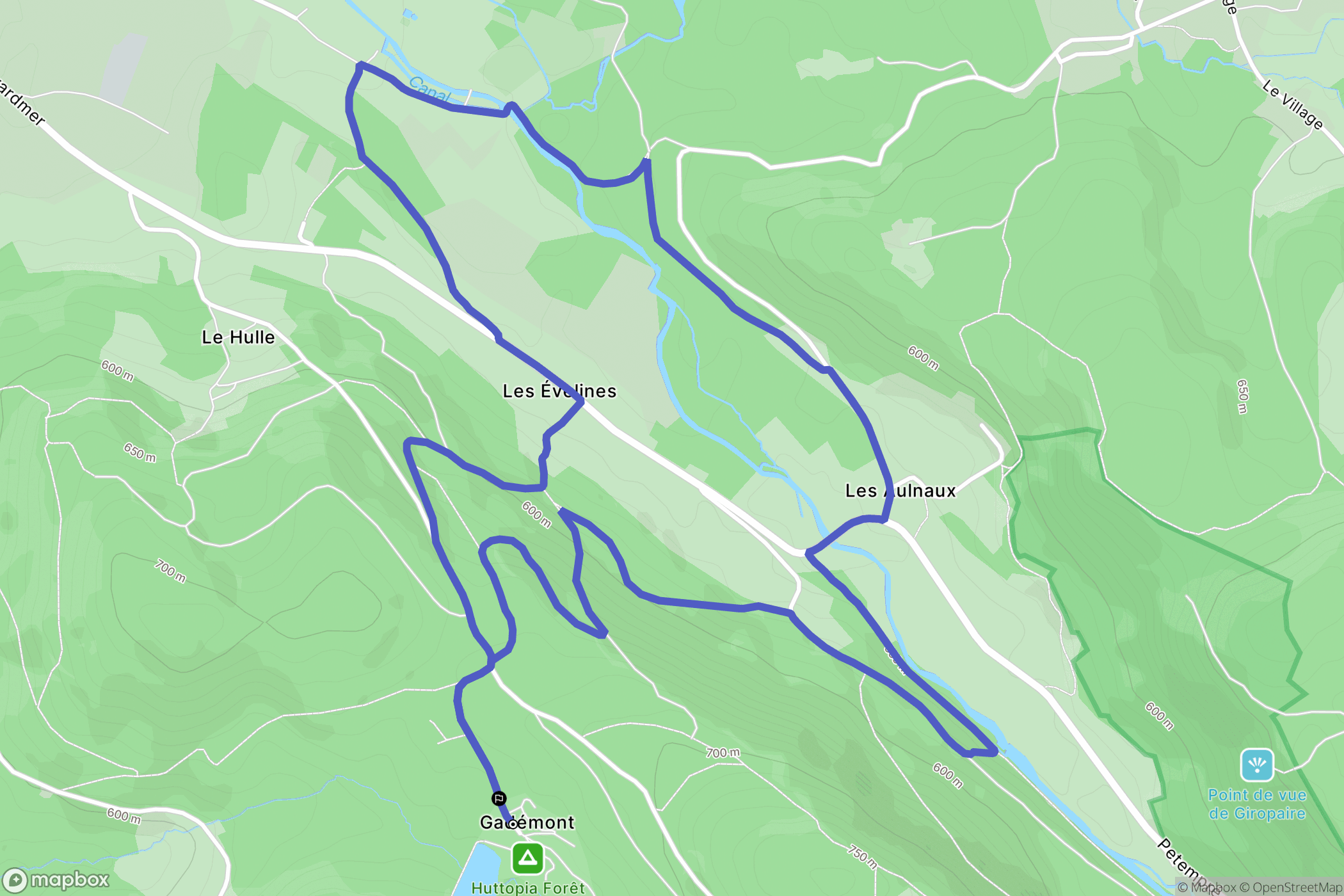 Granges-Aumontzey : carte du parcours de randonnée - France