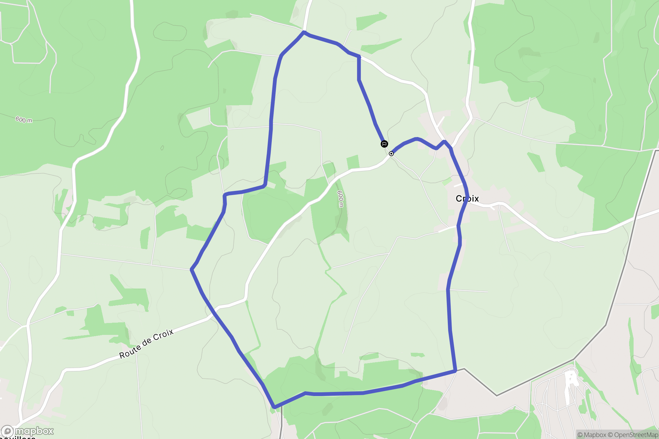 Croix : carte du parcours de randonnée - France