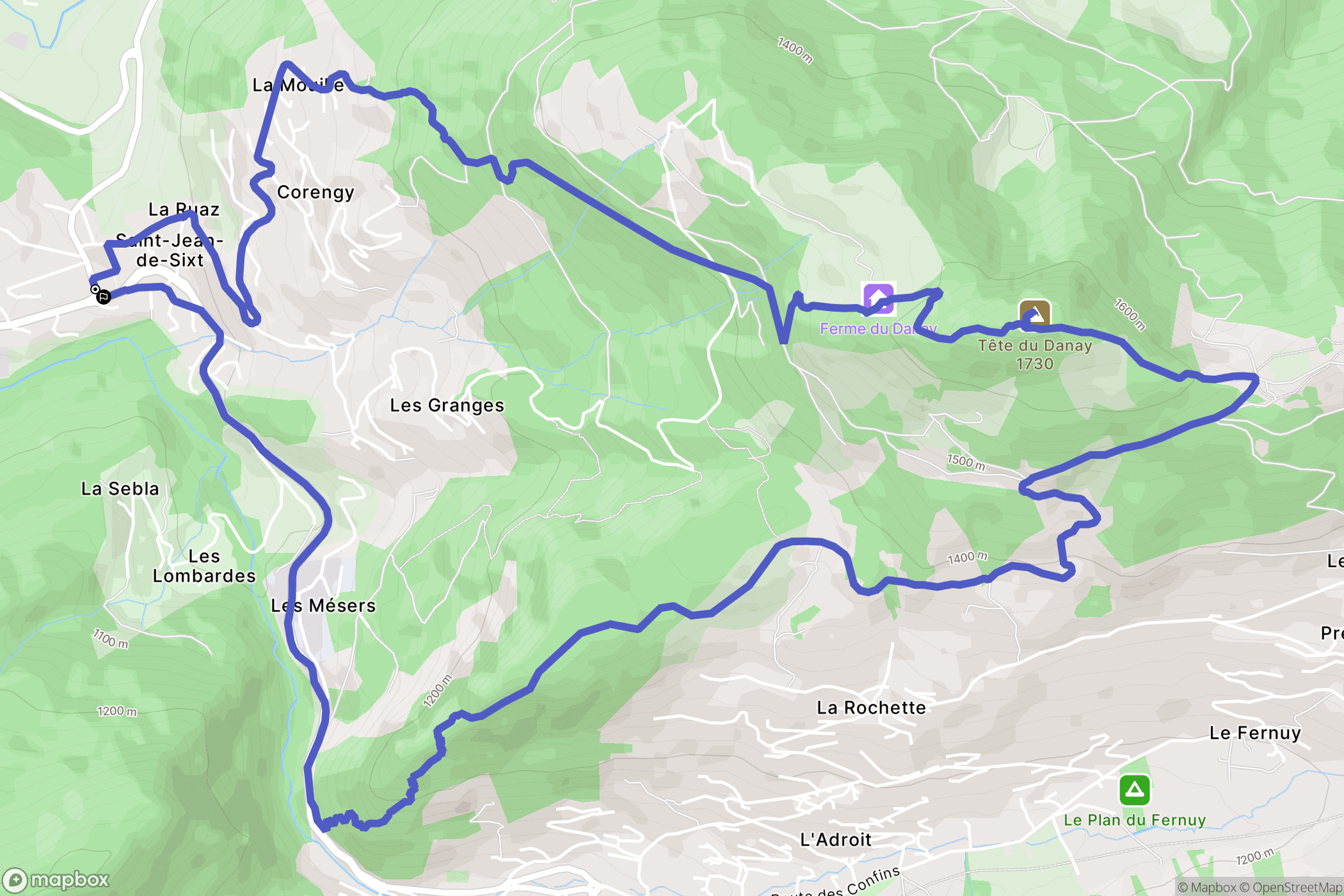 Saint-Jean-de-Sixt : carte du parcours de randonnée - France