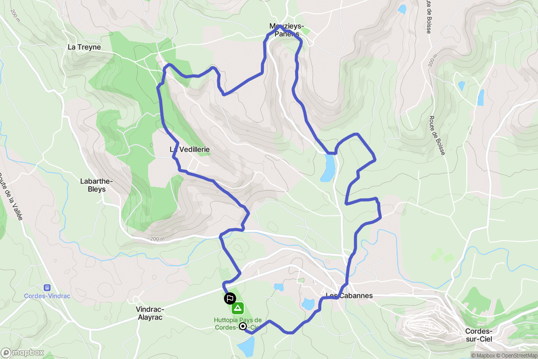 Cordes-Sur-Ciel : carte du parcours de randonnée - France