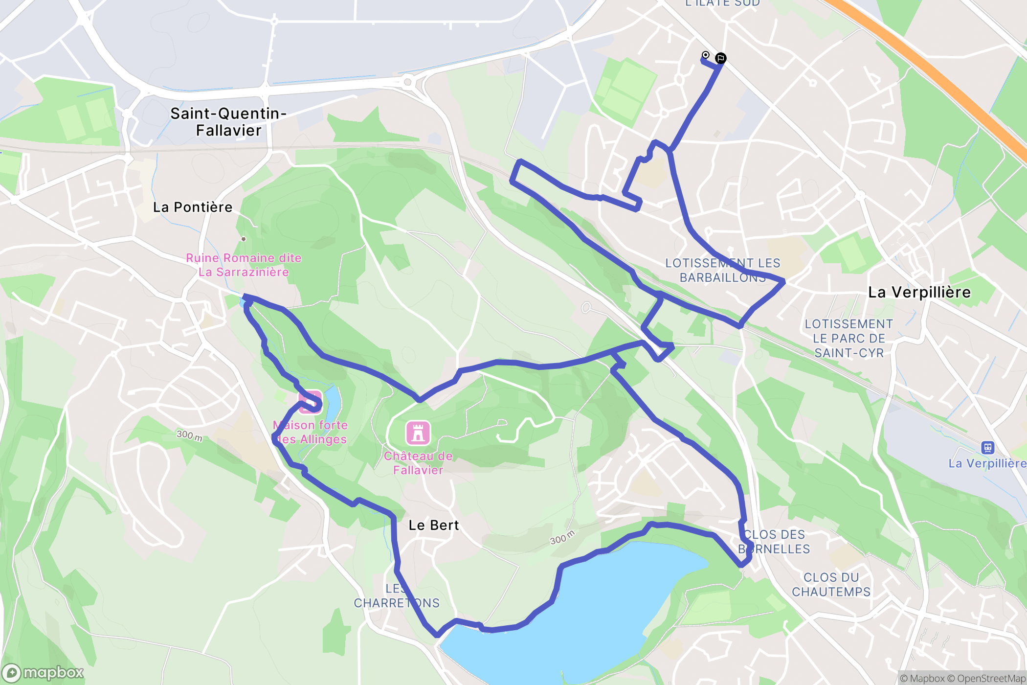 La Verpillière : carte du parcours de randonnée - France