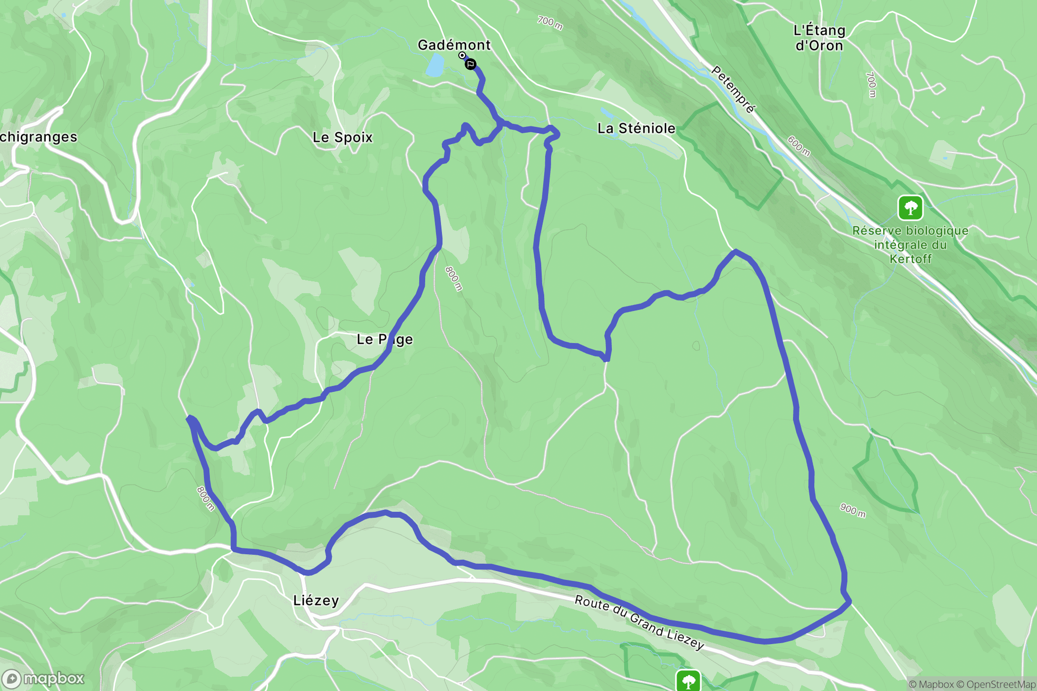Granges-Aumontzey : carte du parcours de randonnée - France