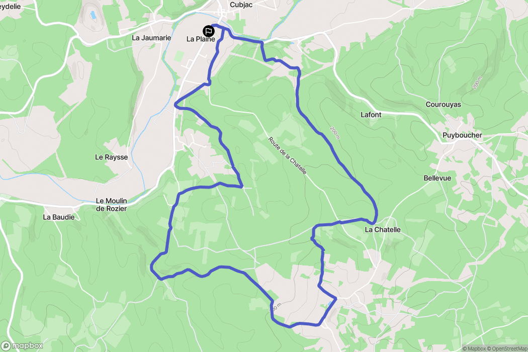 Cubjac-Auvézère-Val d'Ans : carte du parcours de randonnée - France