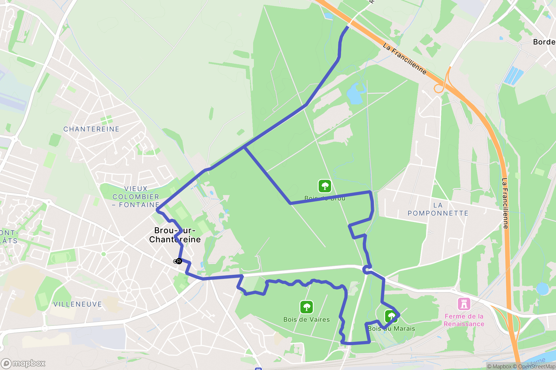 Brou-sur-Chantereine : carte du parcours de randonnée - France