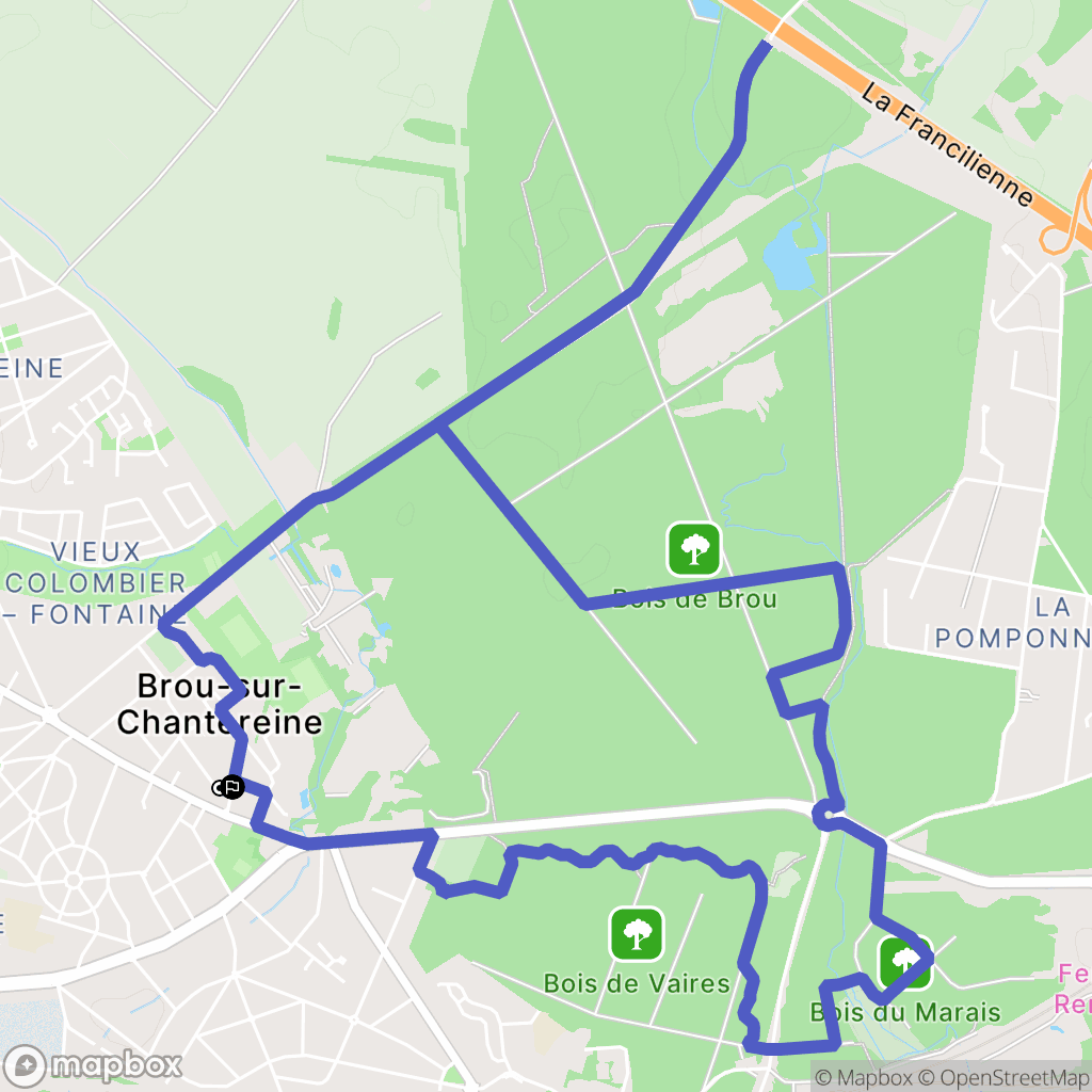 Brou-sur-Chantereine : carte du parcours de randonnée - France