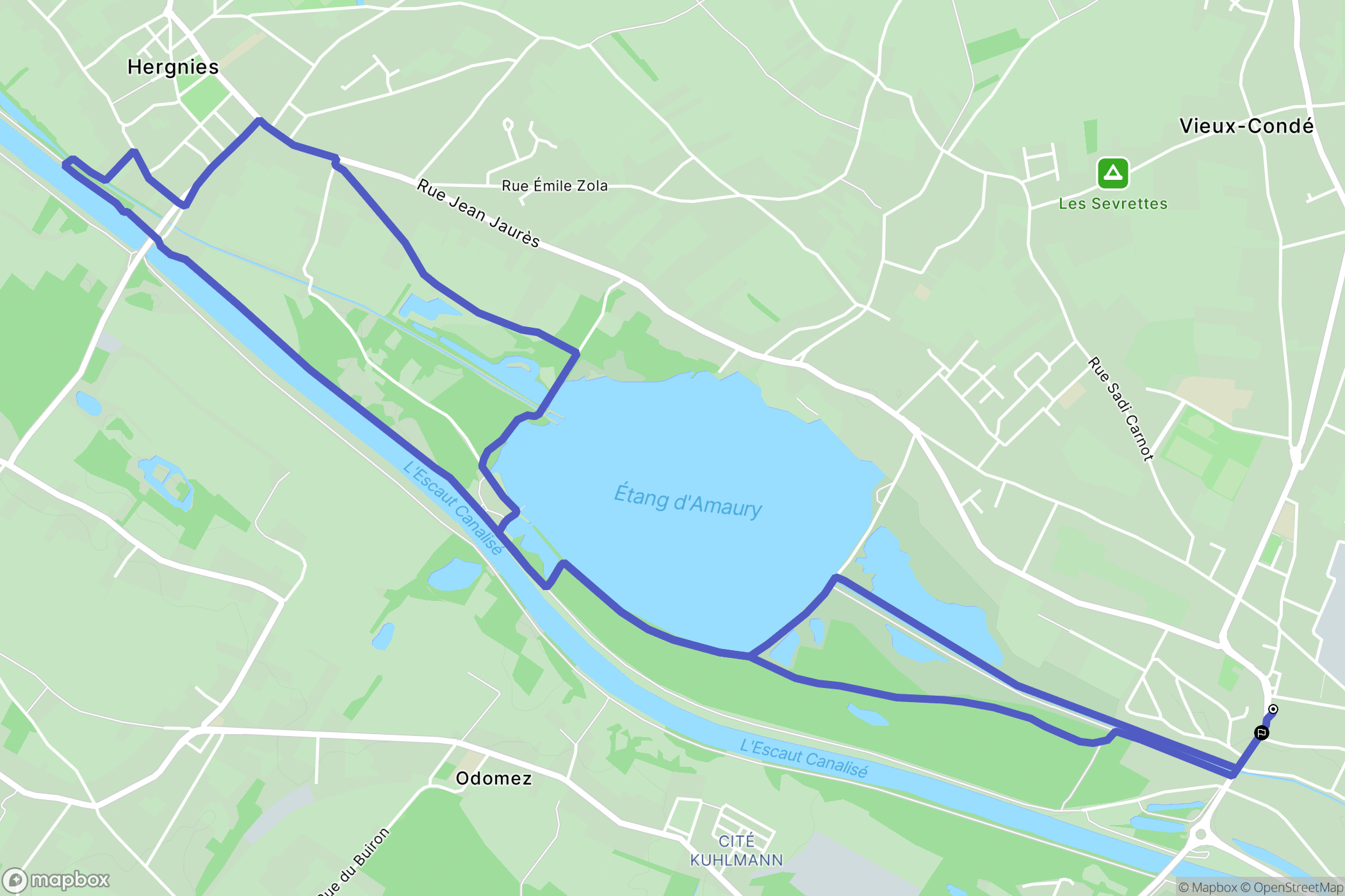 Vieux-Condé : carte du parcours de randonnée - France