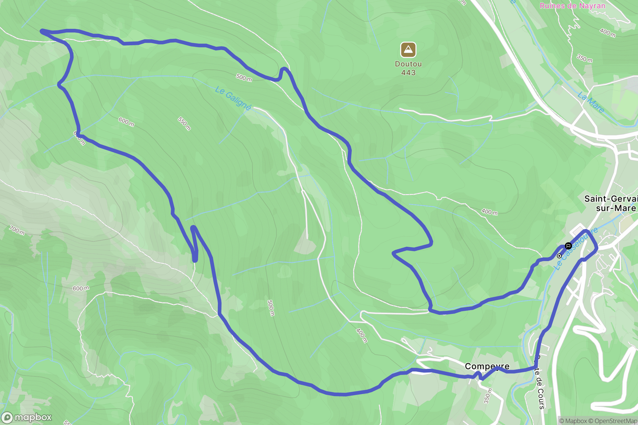 Saint-Gervais-sur-Mare : carte du parcours de randonnée - France