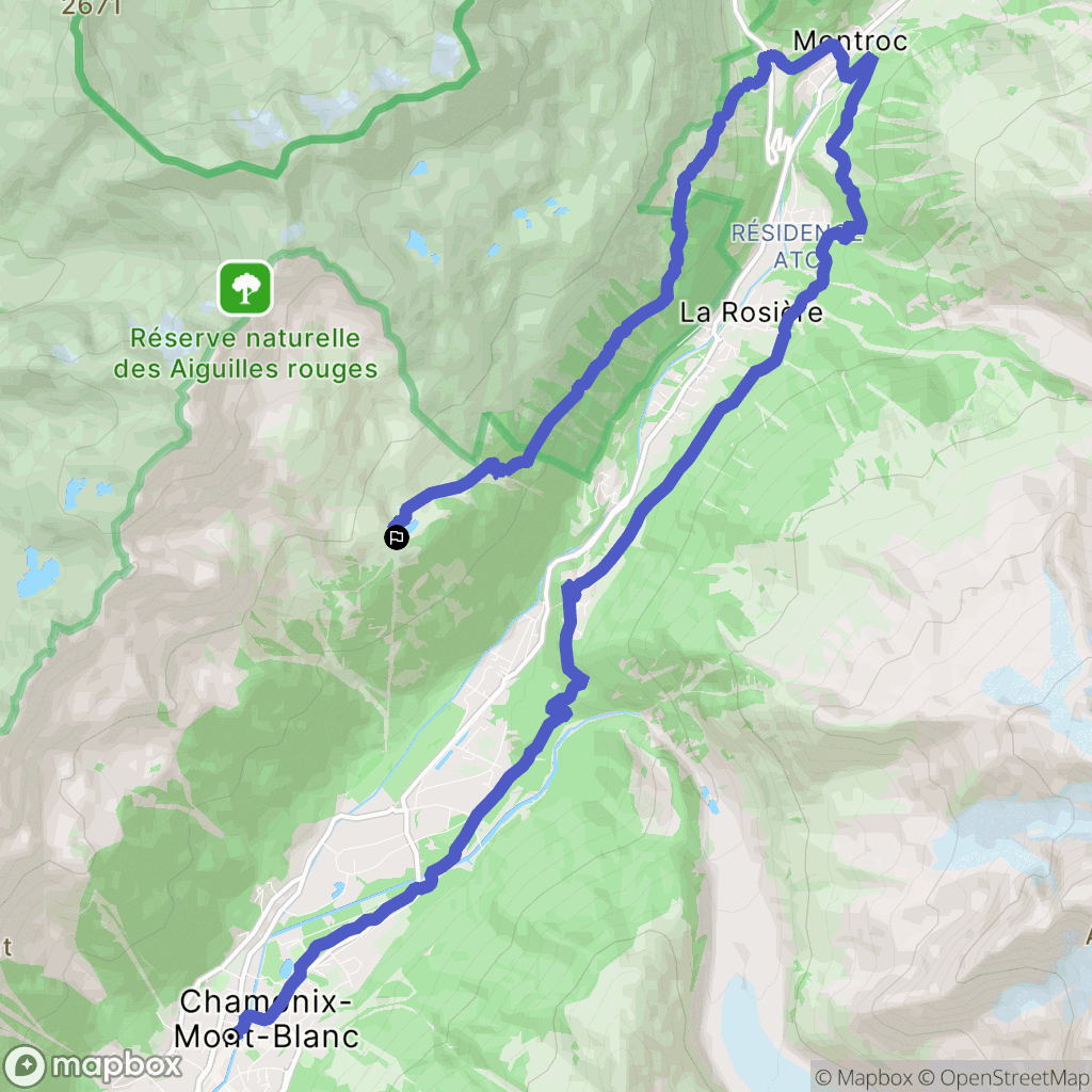 Chamonix-Mont-Blanc : carte du parcours de randonnée - France