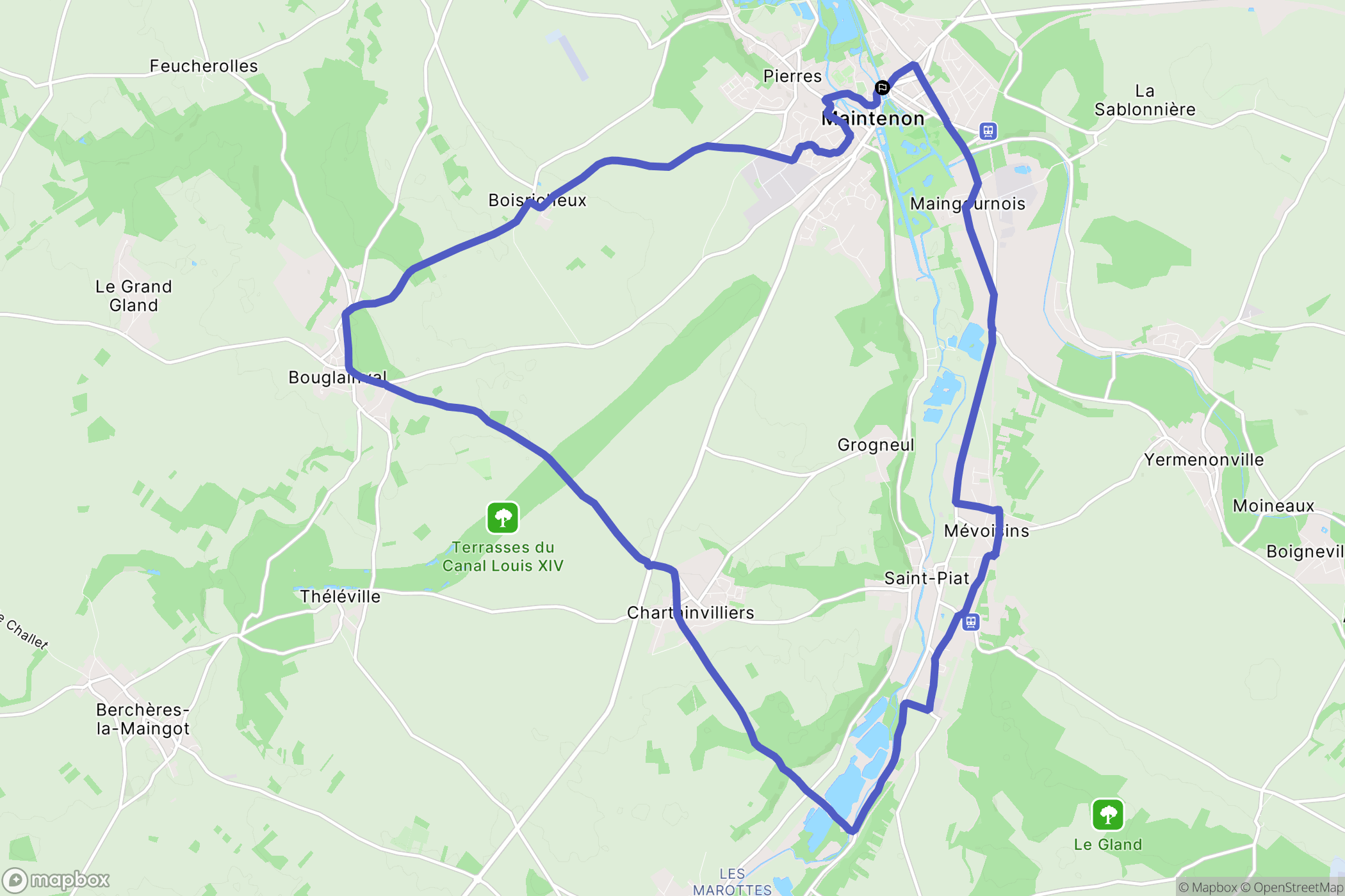 Maintenon : carte du parcours de randonnée - France