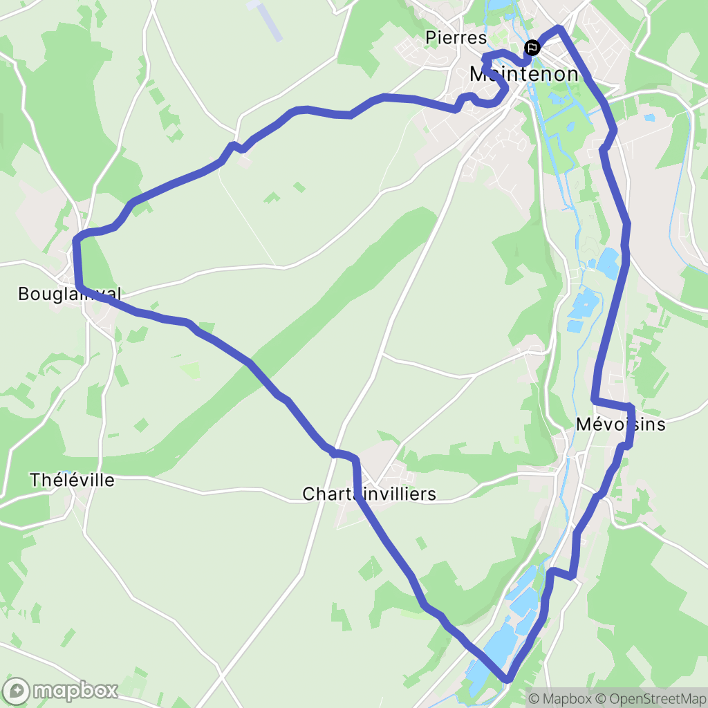Maintenon : carte du parcours de randonnée - France