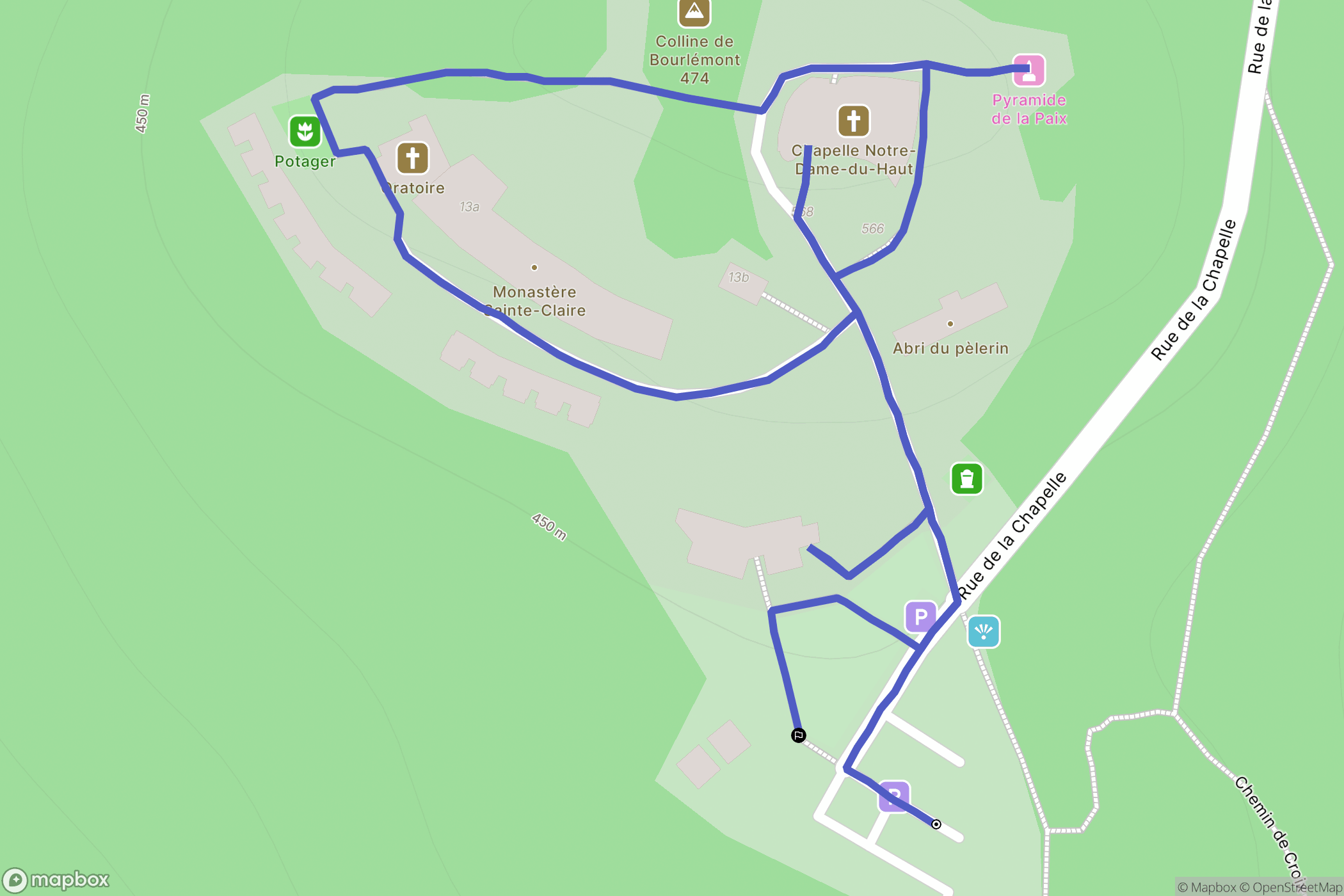 Ronchamp : carte du parcours de randonnée - France