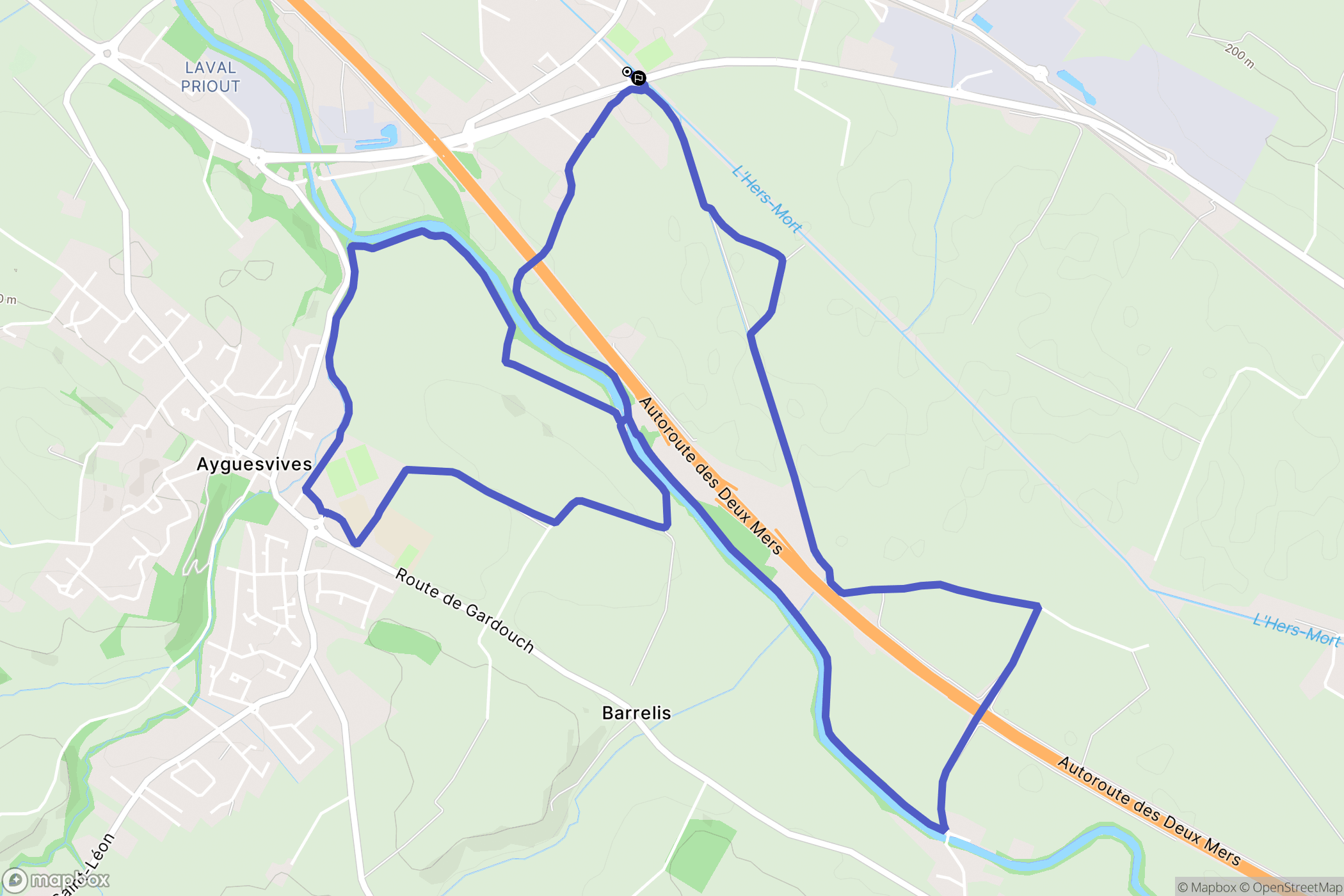 Baziège : carte du parcours de randonnée - France