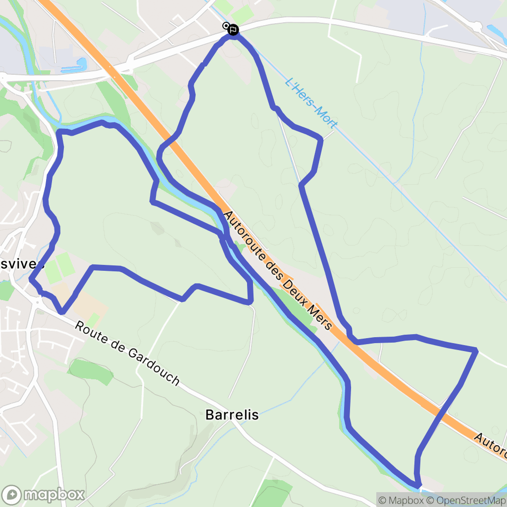 Baziège : carte du parcours de randonnée - France