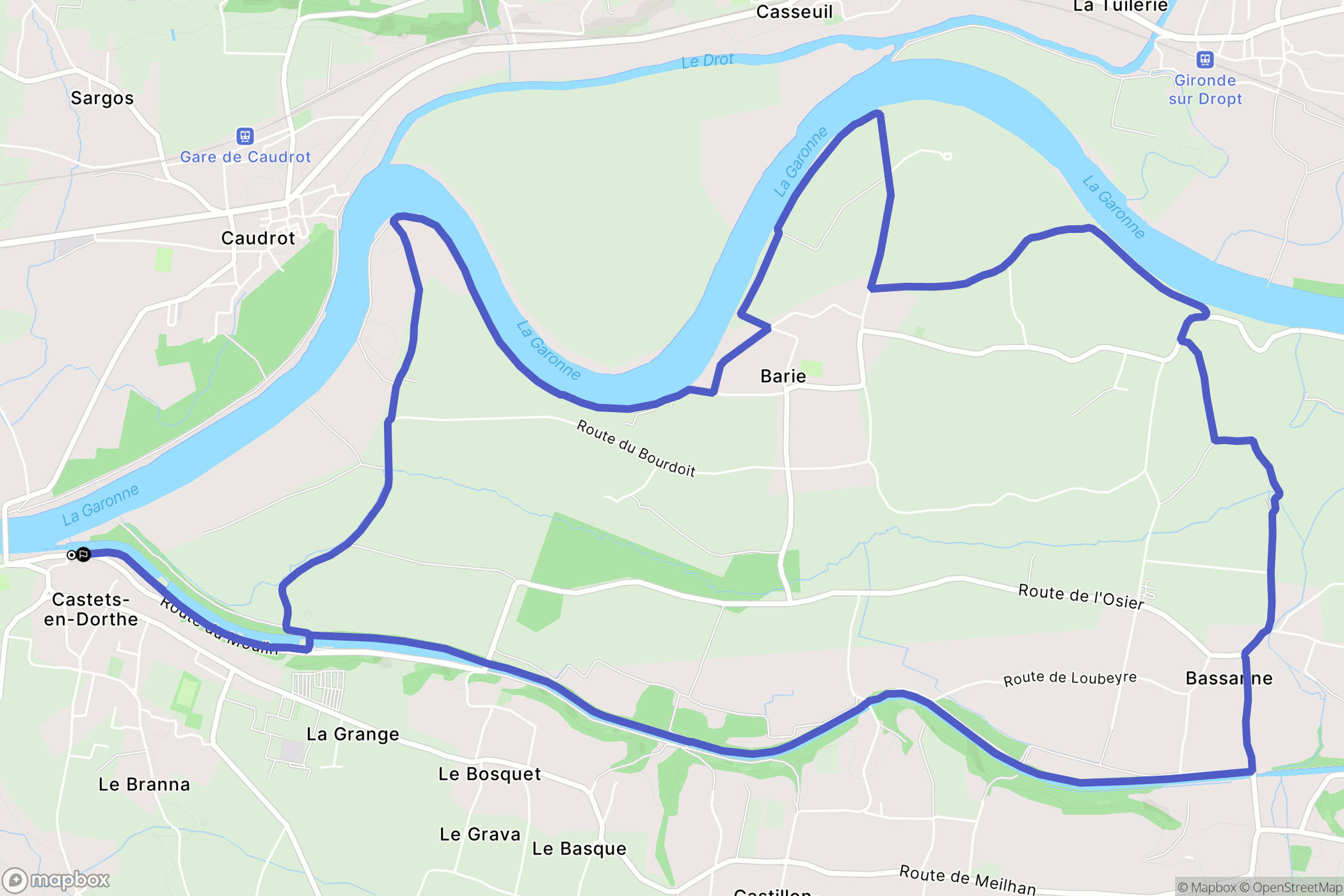 Castets et Castillon : carte du parcours de randonnée - France