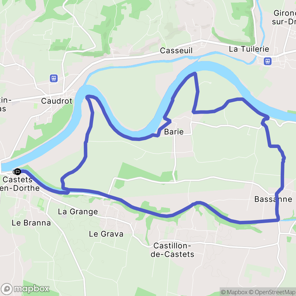Castets et Castillon : carte du parcours de randonnée - France