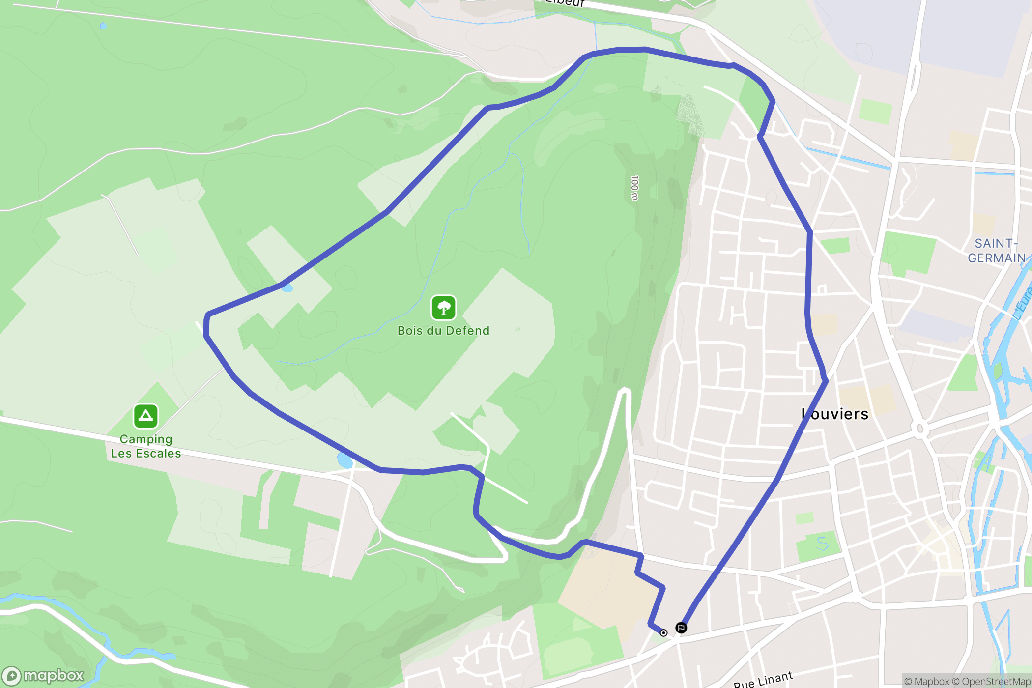 Louviers : carte du parcours de randonnée - France