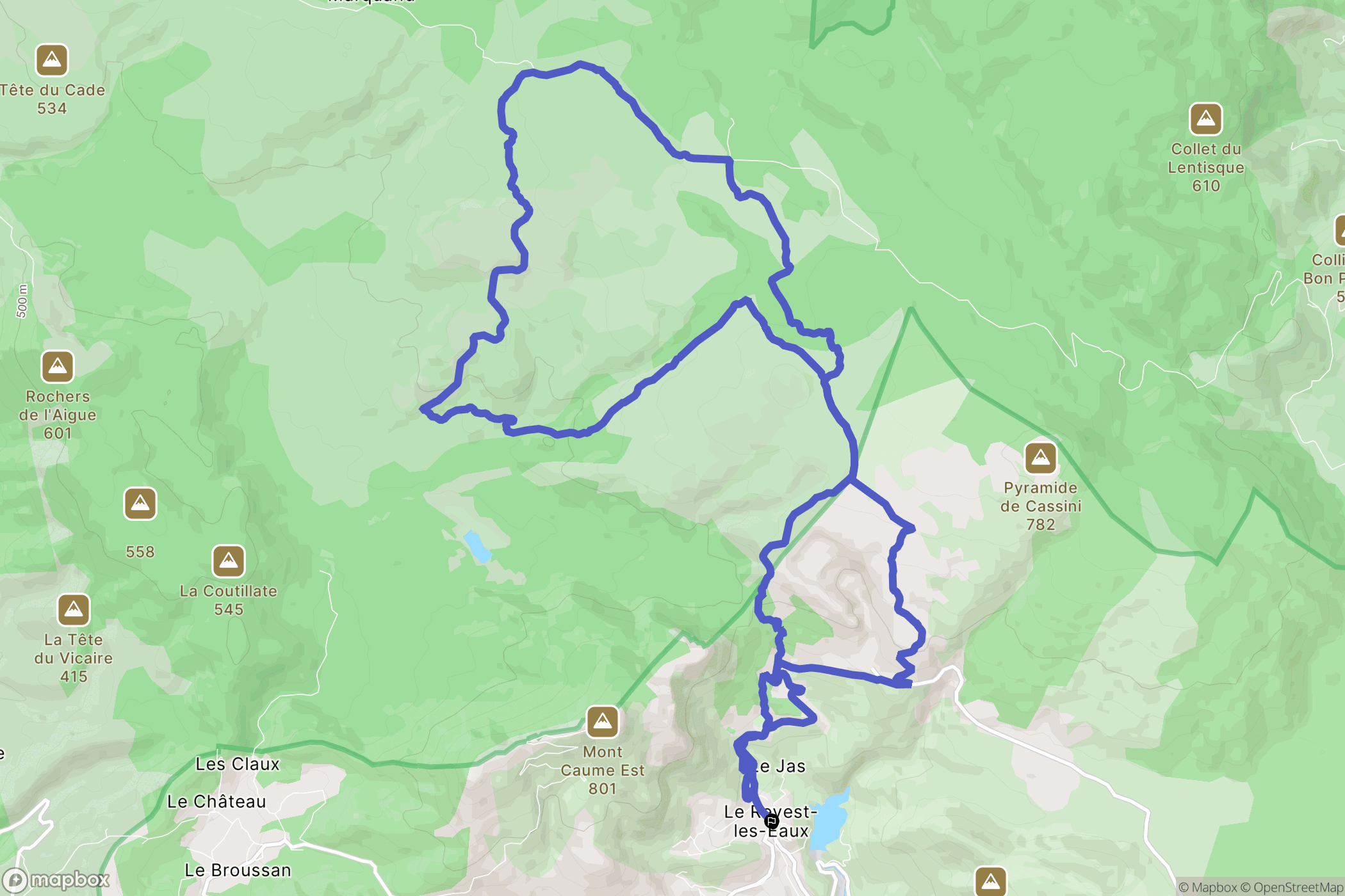 Le Revest-les-Eaux : carte du parcours de randonnée - France