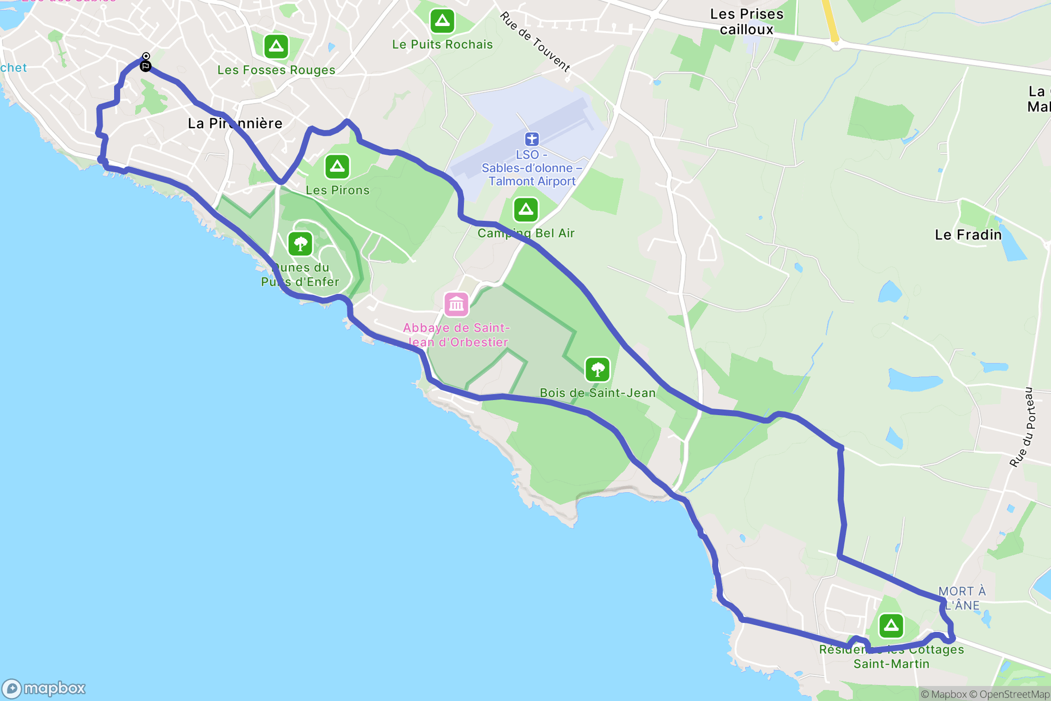 Les Sables-d'Olonne : carte du parcours de randonnée - France